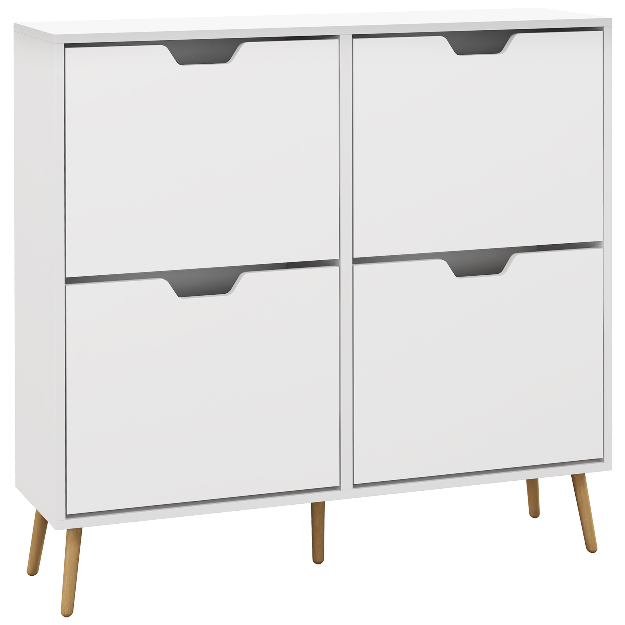Shoe Storage Cabinet, 4 Flip Drawers, Shoe Organizer for 16 Pairs of Shoes, White - Life Essentials