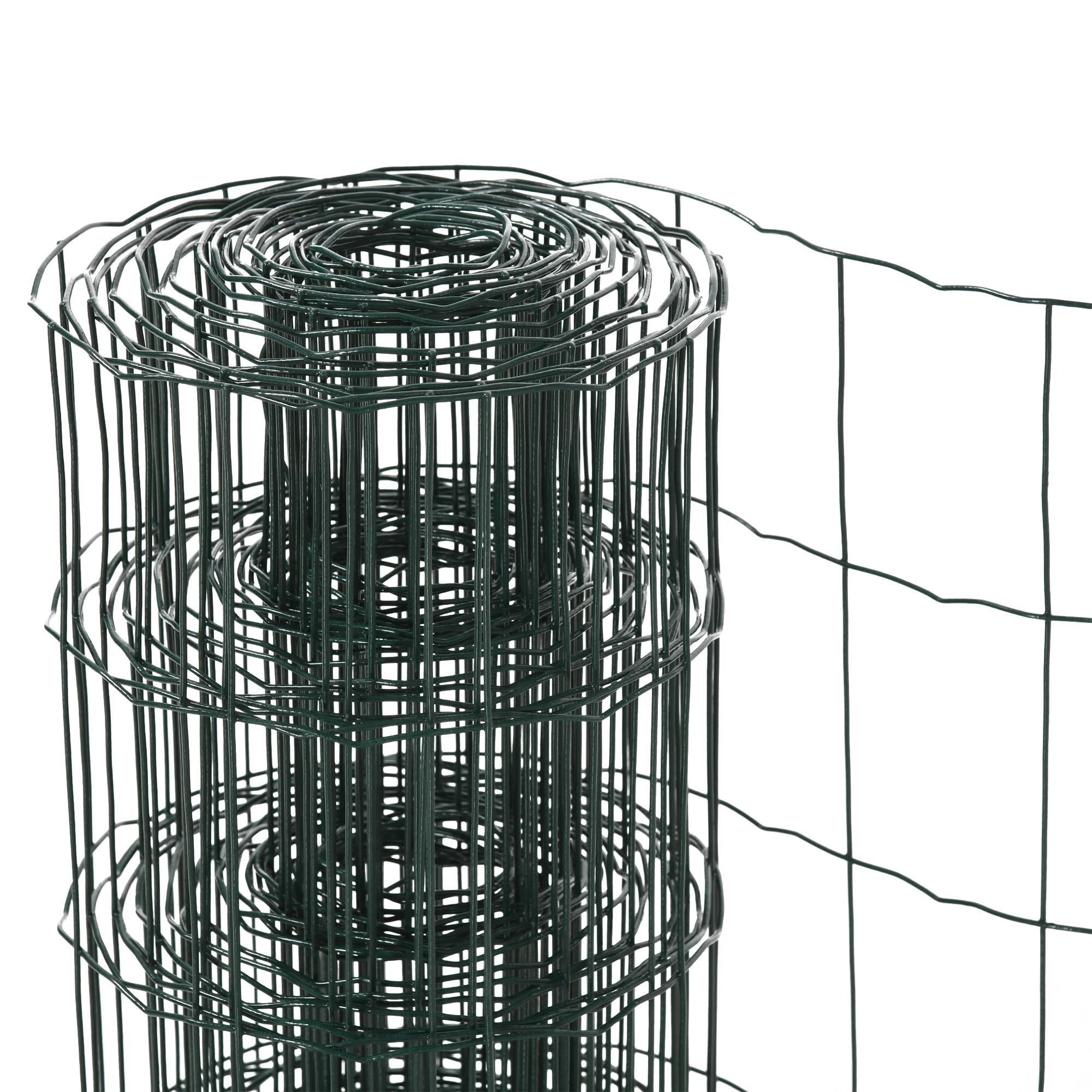 61cm x 1000cm Chicken Wire Mesh, Foldable PVC Coated Welded Garden Fence, Roll Poultry Netting, for Rabbit, Green - Life Essentials