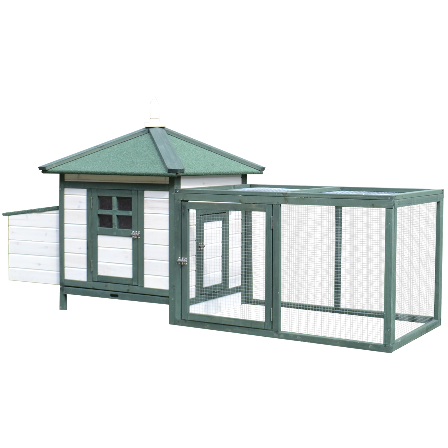 PAWSTER Chicken Coop Small Animal Pet Cage w/ Nesting Box Outdoor Run Wooden - Life Essentials