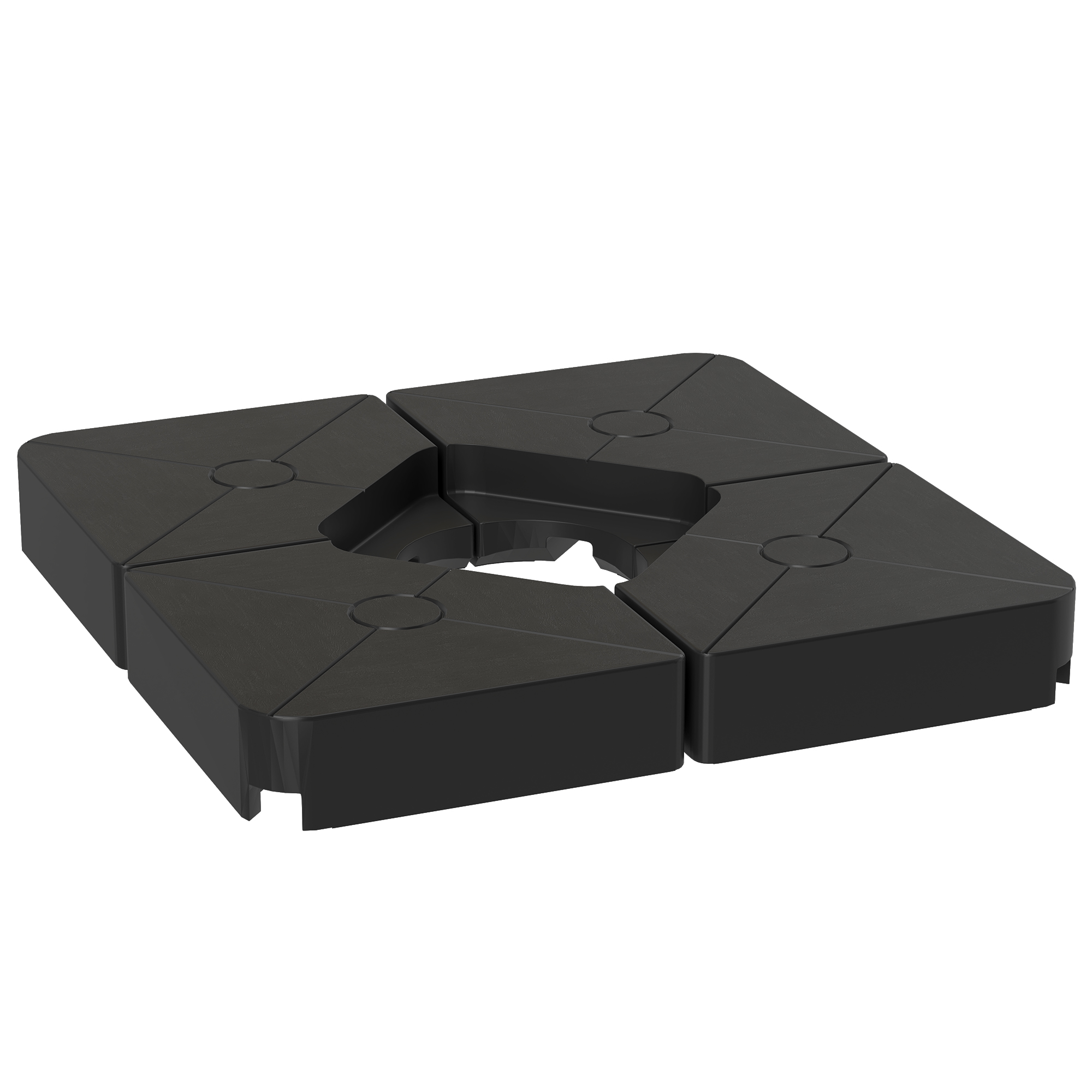 SUNVISTA Umbrella Weights for Cantilever Parasols, Set of 4 Heavy Duty Parasol Base Weights, 64kg Sand or 55kg Water Filled, Black - Life Essentials