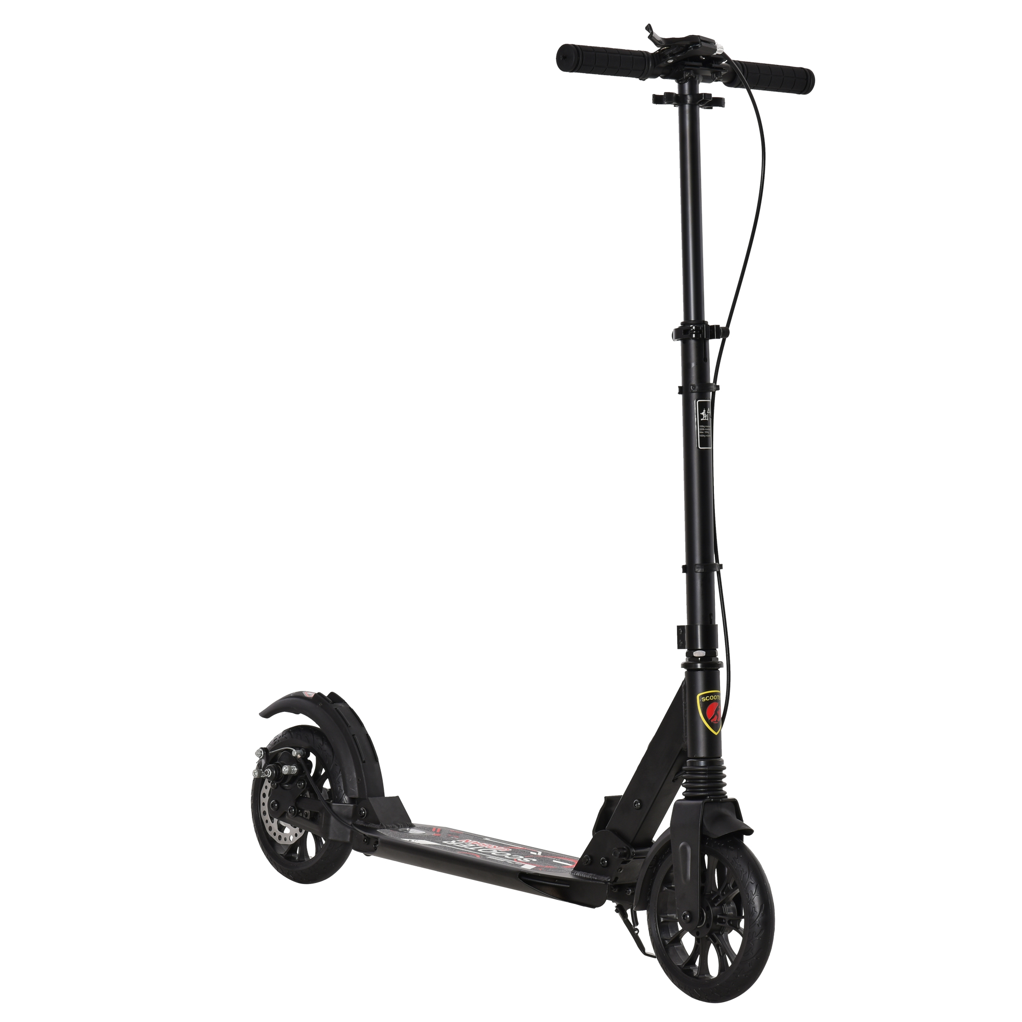 Adult Teens Kick Scooter Foldable Height Adjustable Aluminum Ride On Toy for 14+ with Rear Wheel & Hand Brake, Shock Mitigation System - Black - Life 