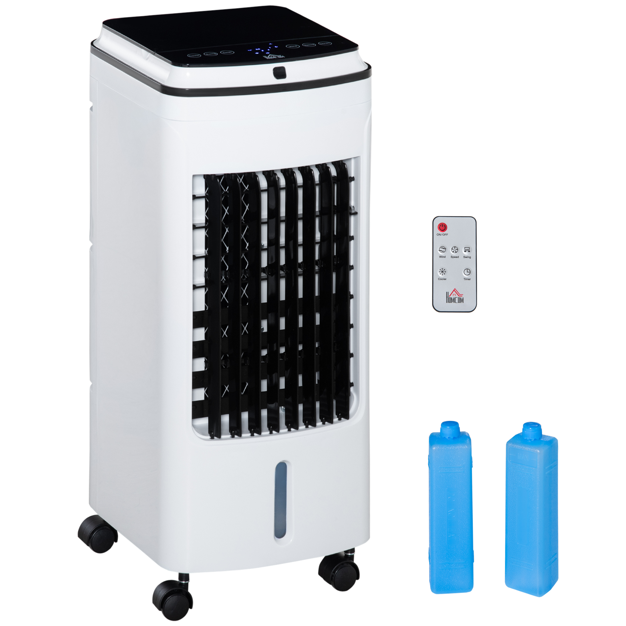 3-in-1 Evaporative Air Cooler with 4L Water Tank, Portable Fan Cooler with Automatic Oscillation, Timer, Remote, White - Life Essentials