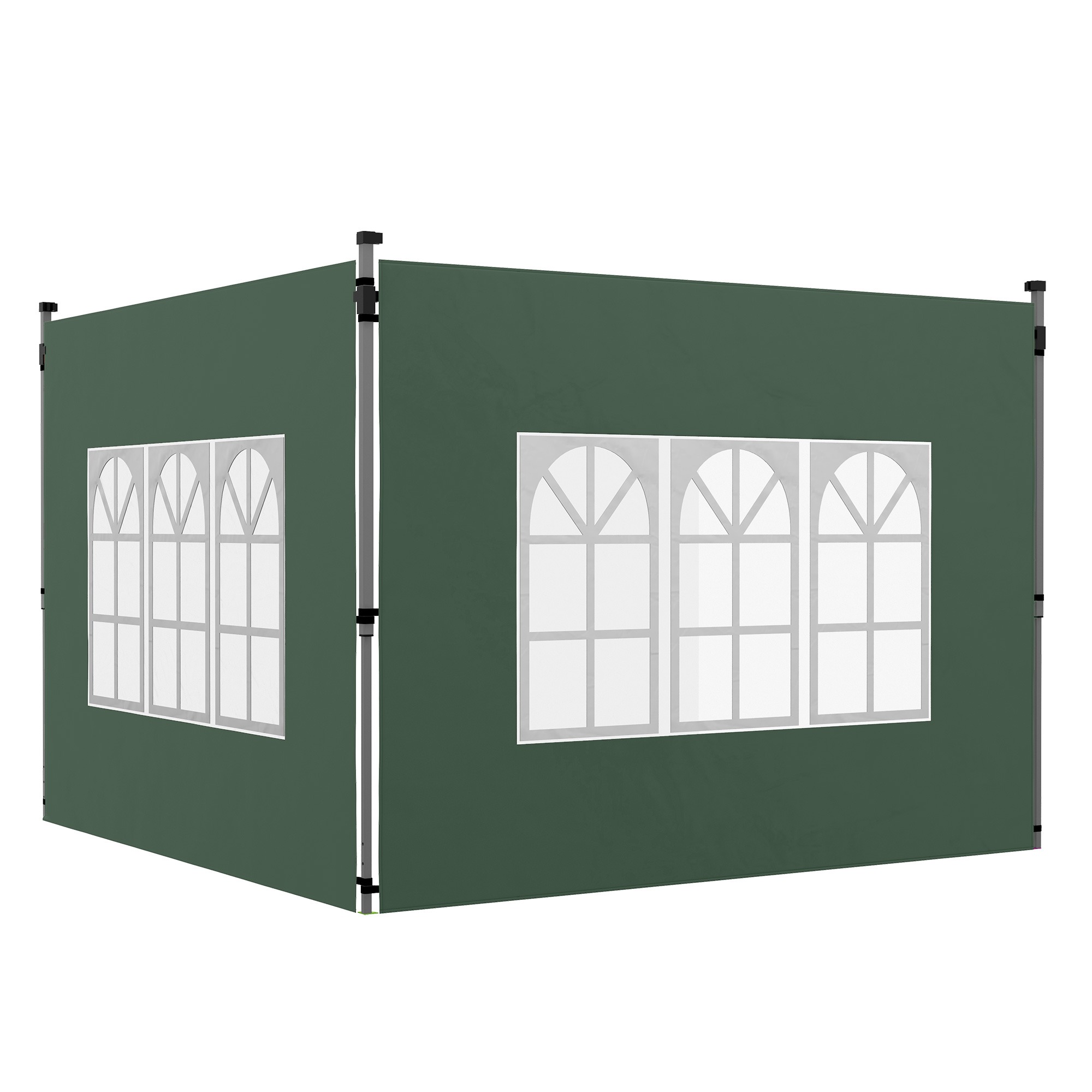 Gazebo Side Panels, Sides Replacement with Window for 3x3(m) or 3x4m Pop Up Gazebo, 2 Pack, Green - Life Essentials