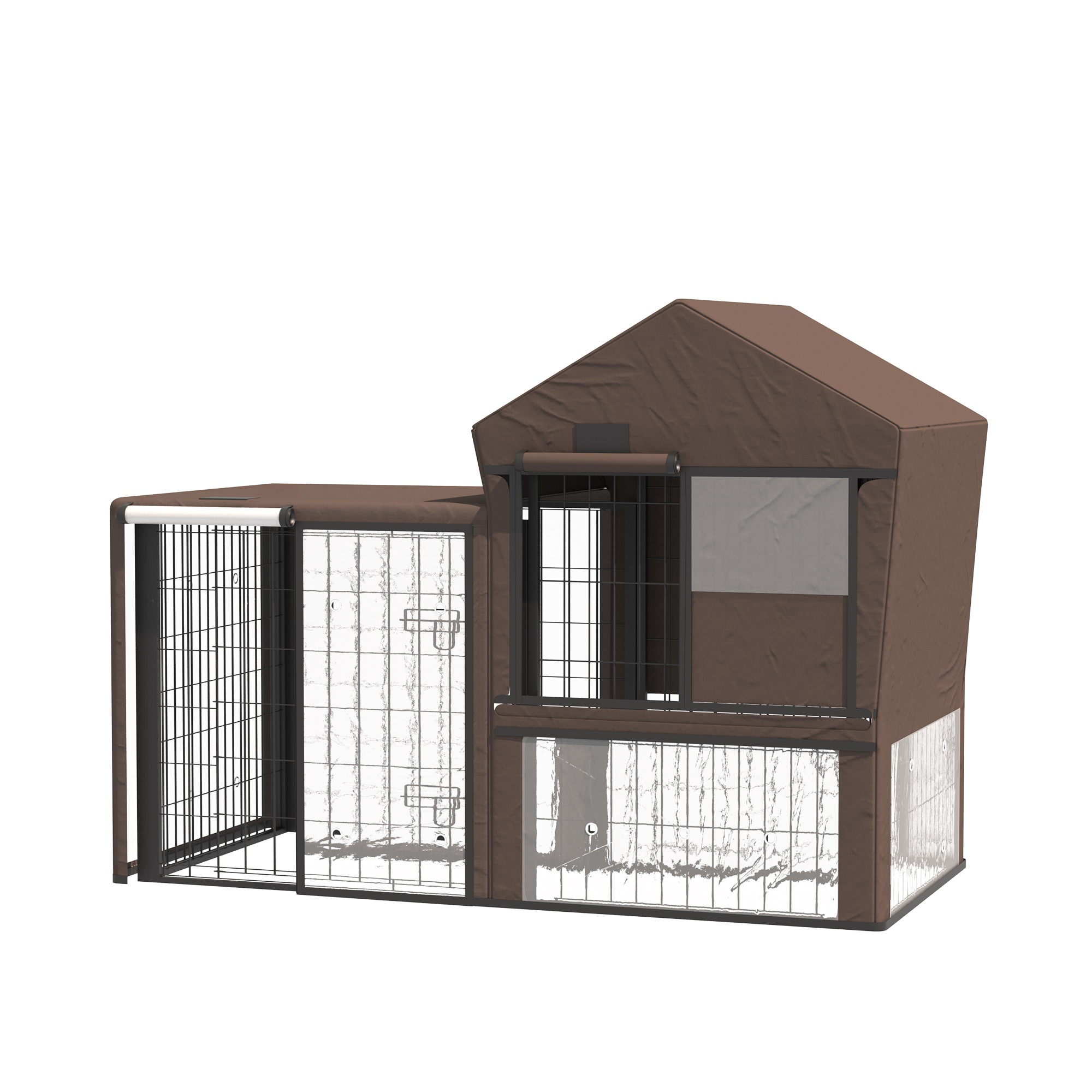 Rabbit Hutch Cover, Water-Resistant Pets Cage Protector, Breathable Guinea Pig Cage Cover - Brown - Life Essentials