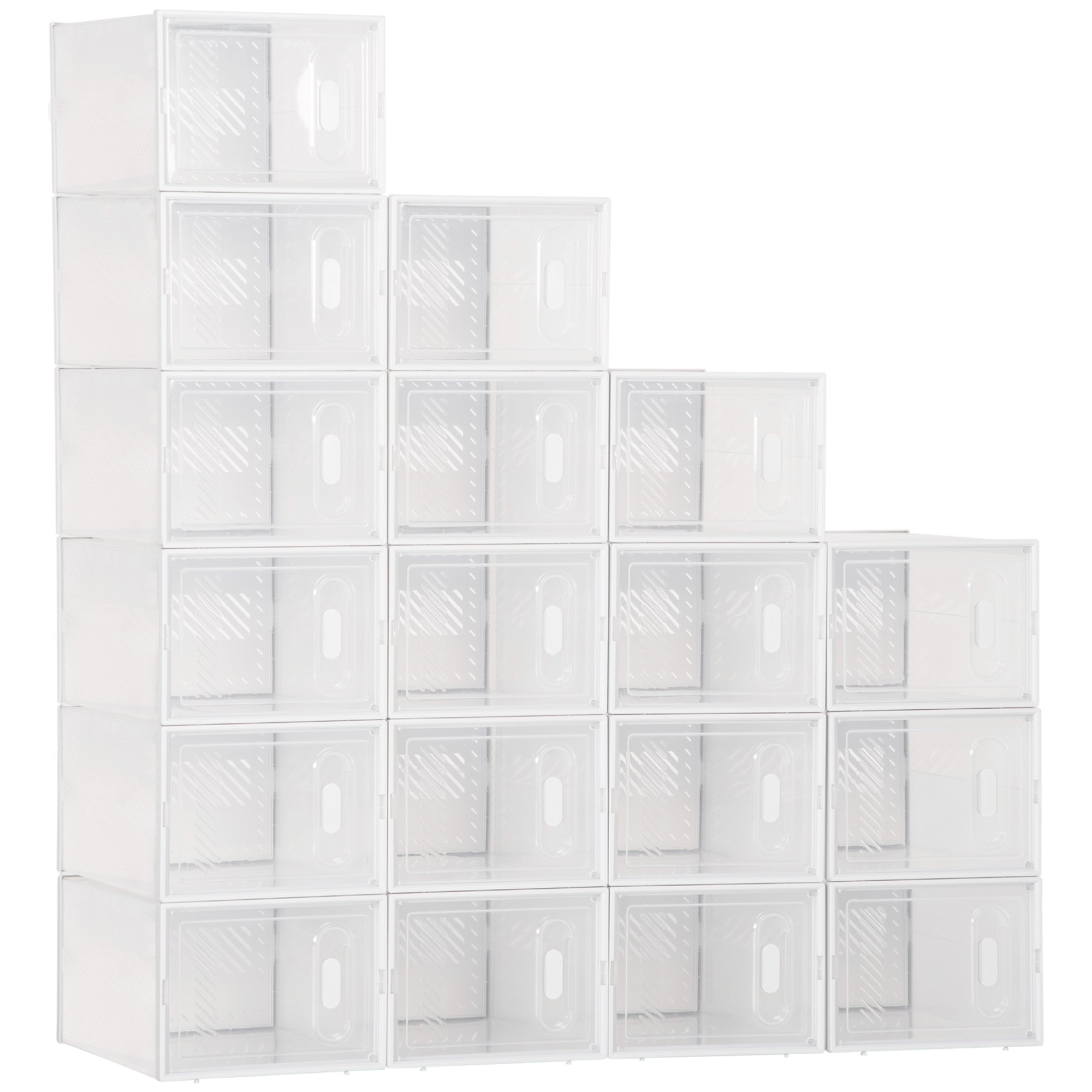 Portable Shoe Storage Cabinet, Cube Storage Organizer for UK/EU Size up to 43 with Magnetic Door for Women/Men, 25 x 35 x 19cm, Clear and White - Life
