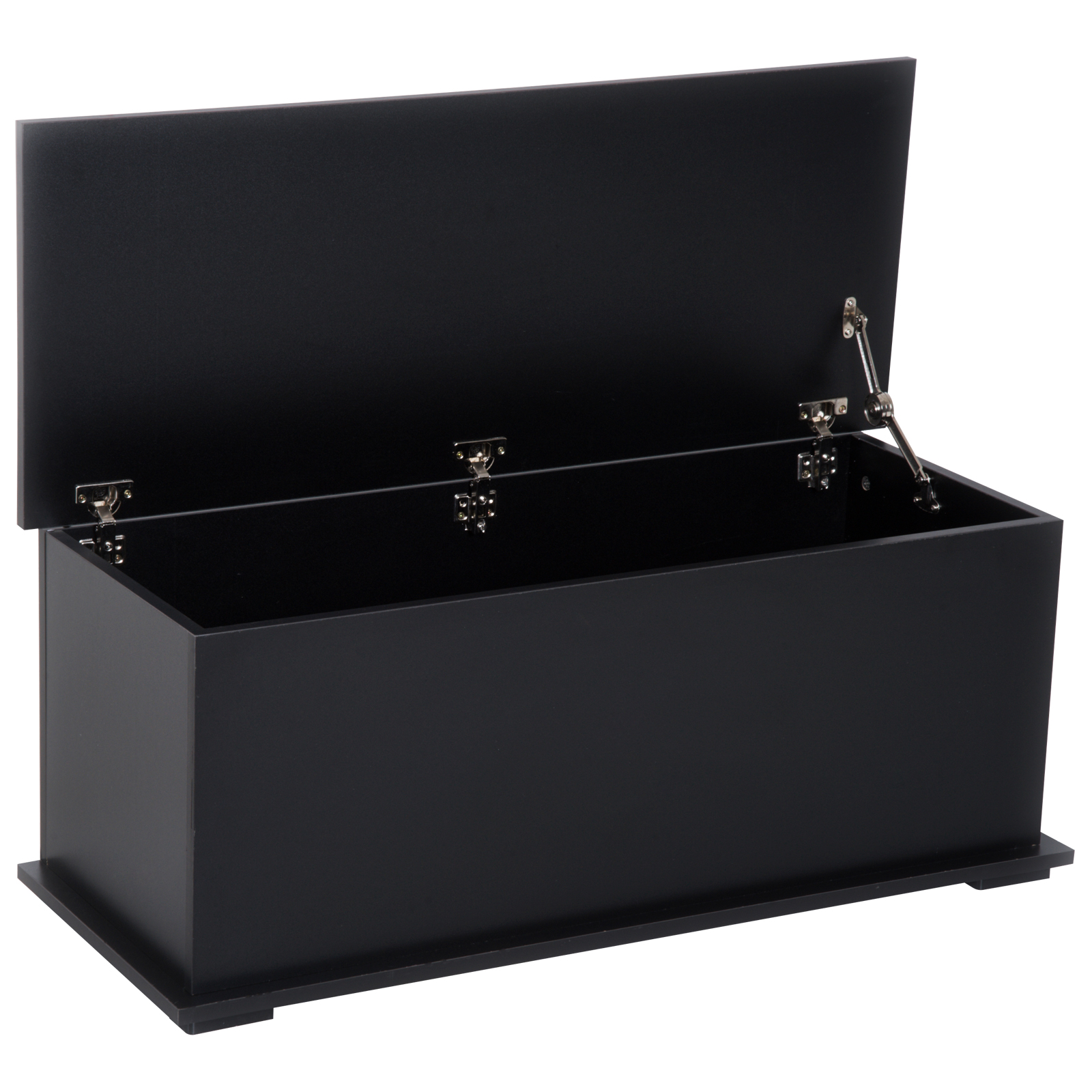 Wooden Storage Box Clothes Toy Chest Bench Seat Ottoman Bedding Blanket Trunk Container with Lid - Black - Life Essentials