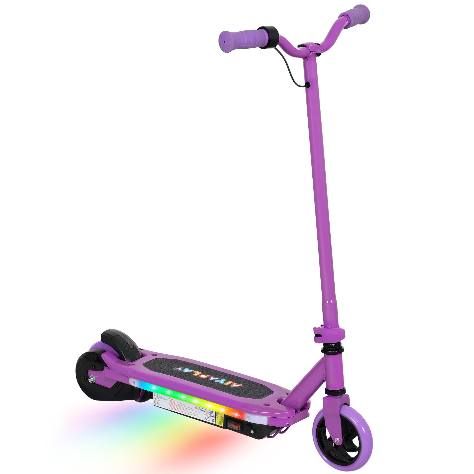 AIVAGO Electric Scooter for Ages 6-14, with Colourful Light and Electric Brake, Electric Scooter E Scooter, Up to 10 KM/H & 8 KM, Purple - Life 