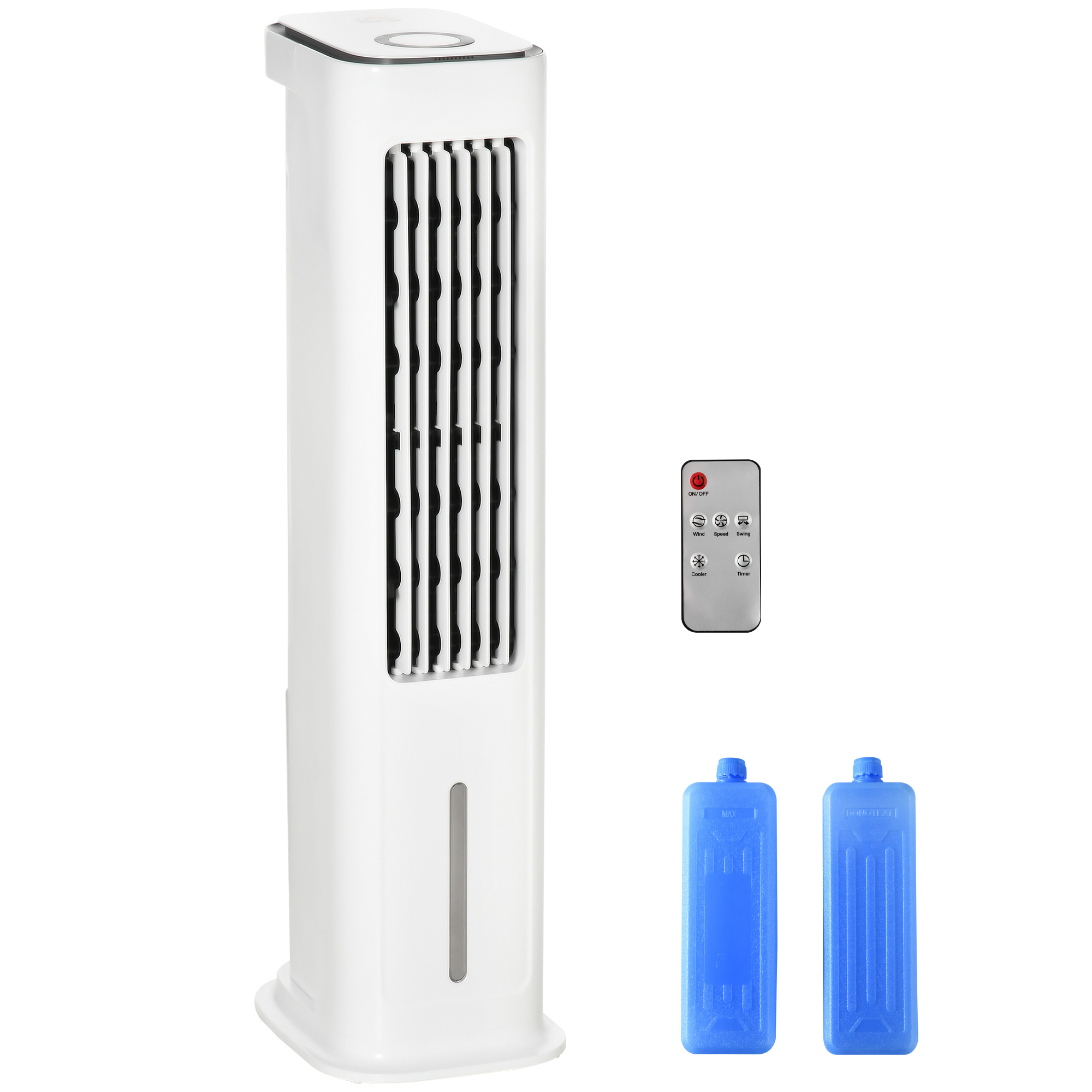 Evaporative Air Cooler, Oscillating Ice Cooling Fan with 3 Modes, 3 Speeds, Remote Control, Timer, and Oscillation, White - Life Essentials