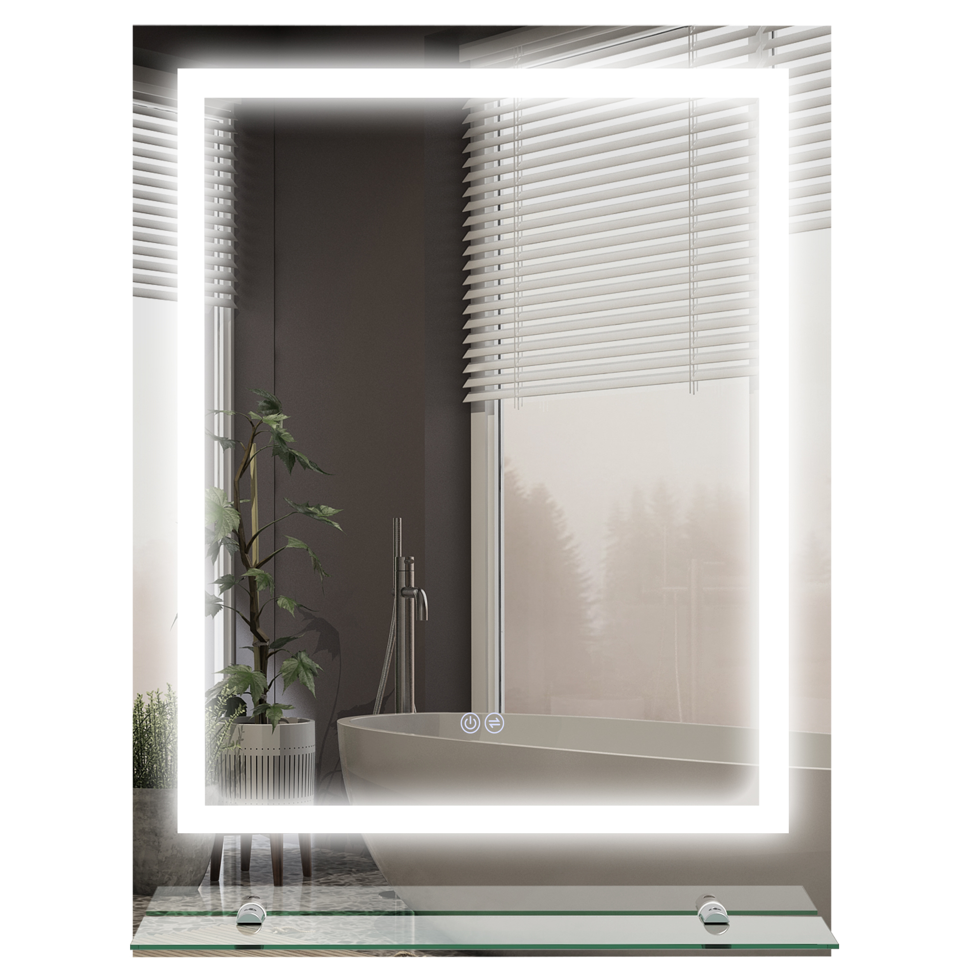 LED Bathroom Mirror with Lights and Shelf - Anti-Fog - Life Essentials