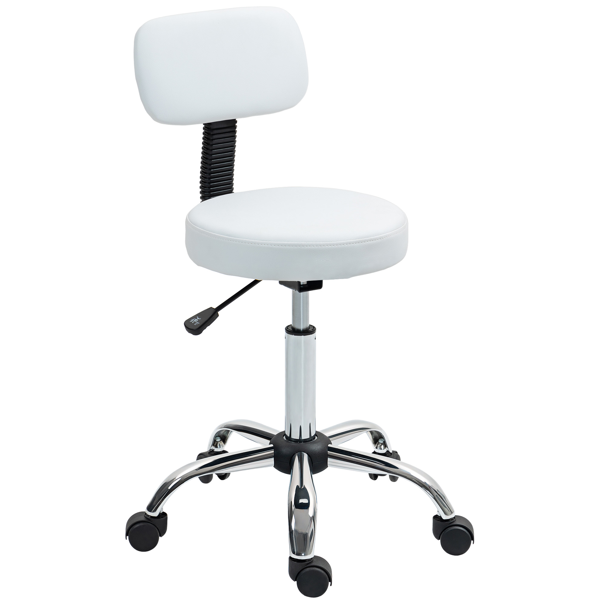 HERON 360deg Swivel Seat Salon Stool - White - Life Essentials