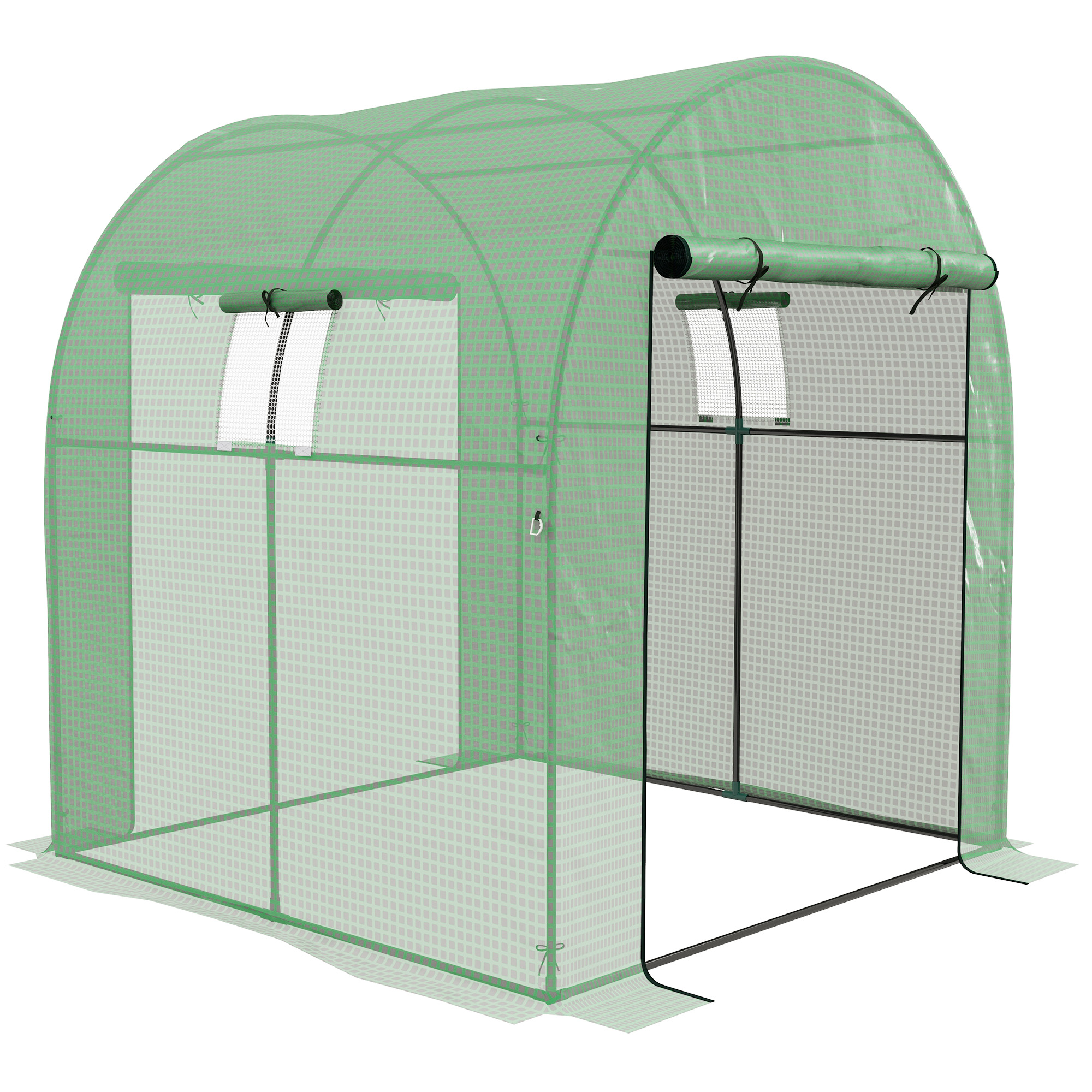 Polytunnel Greenhouse Walk-In with UV-Resistant PE Cover - Green - Life Essentials