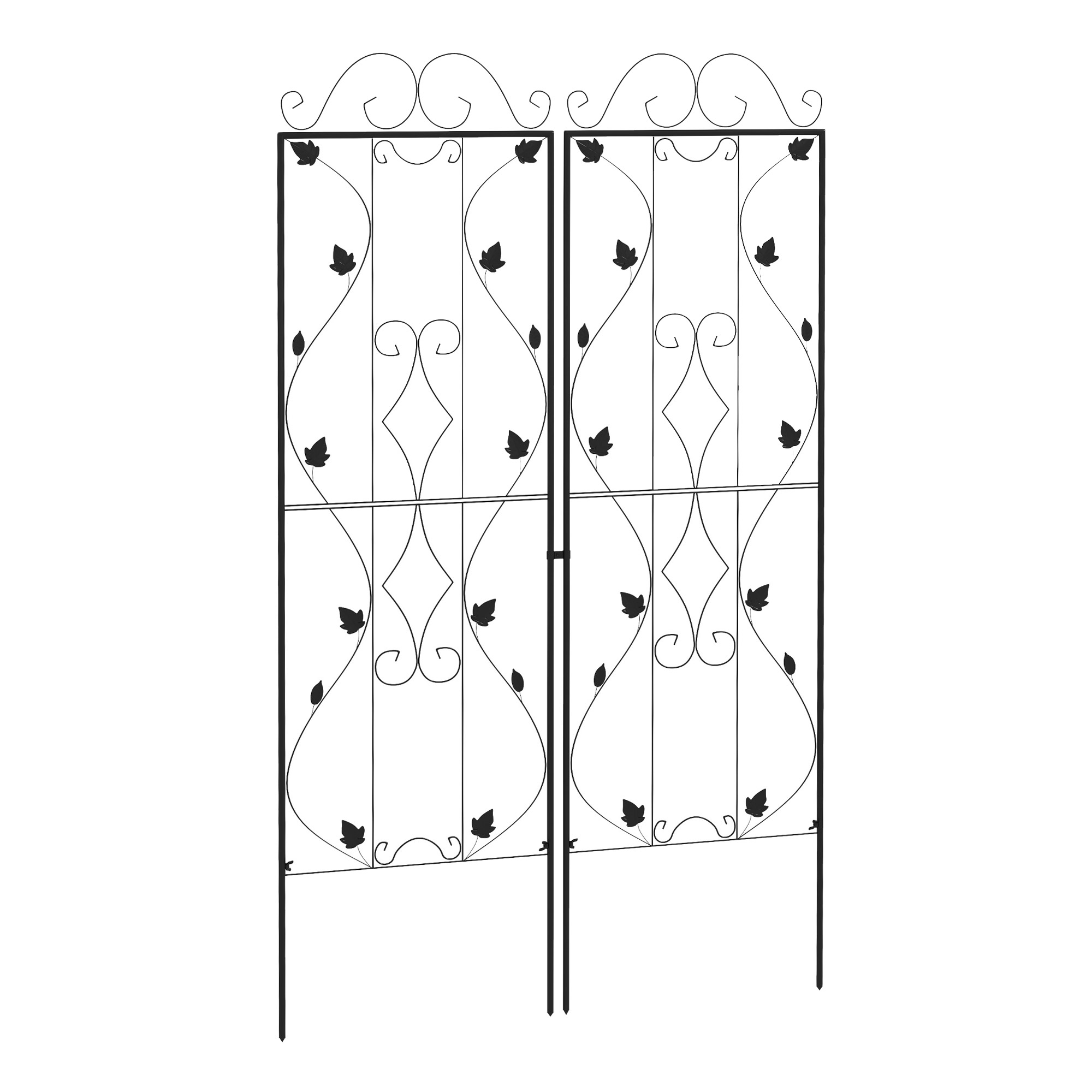 Metal Trellis Set of 2, Garden Trellis for Climbing Plants Support Frames, Leaf Design - Life Essentials