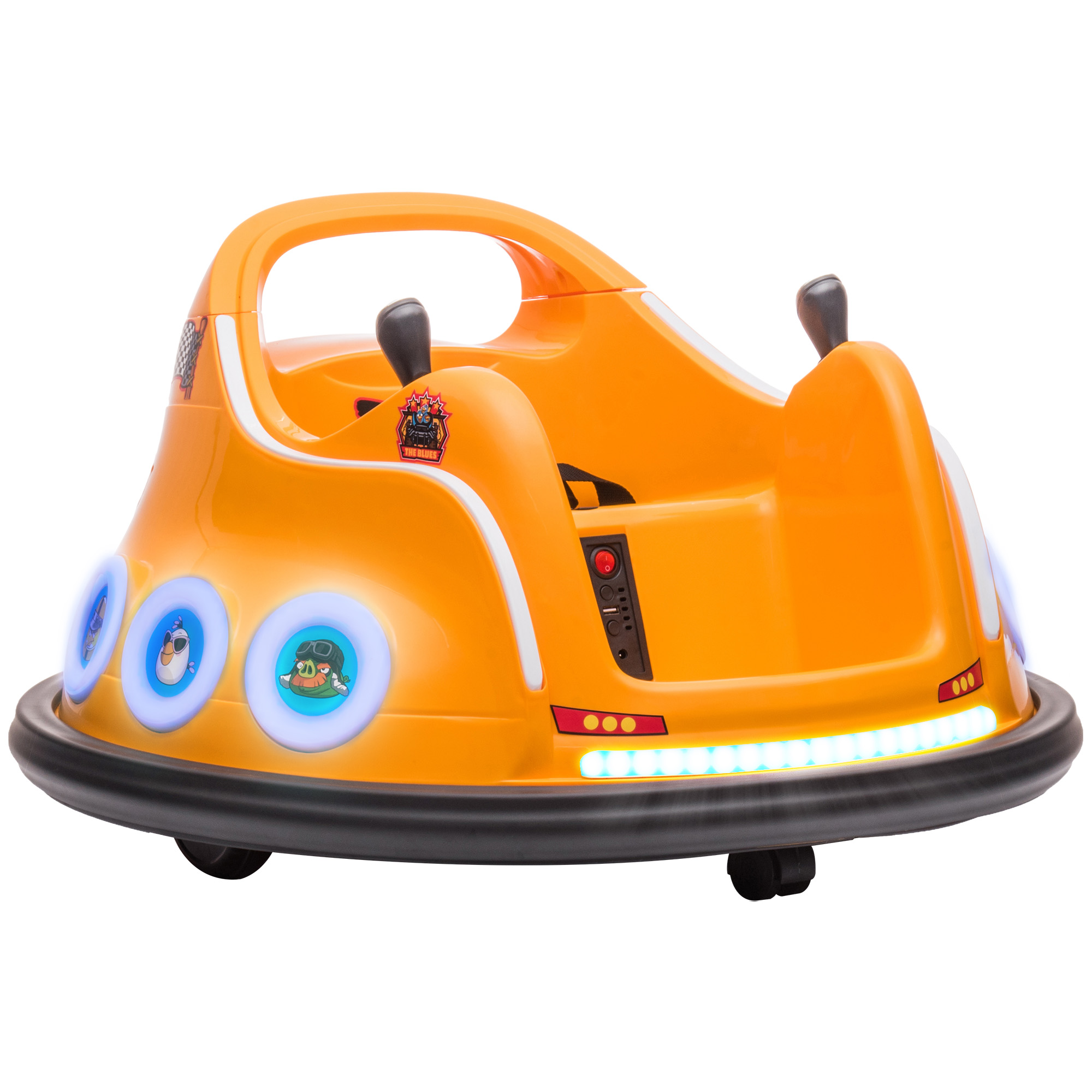AIVAGO Angry Bird Licensed Waltzer Car, 12V Kids Bumper Car w/ Joysticks, Remote, Music LED Lights - Orange - Life Essentials