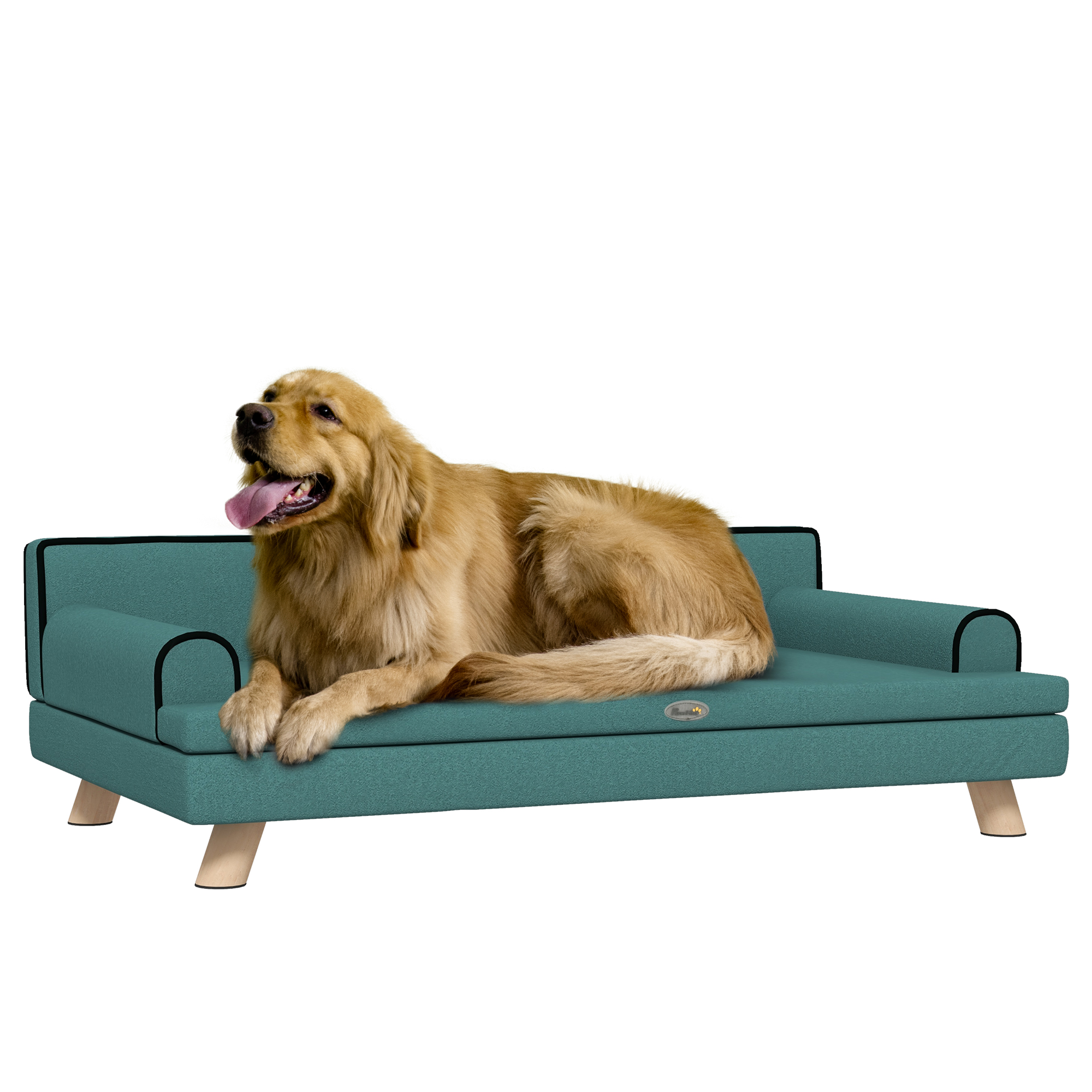Dog Sofa with Legs Water-resistant Fabric, Pet Chair Bed for Large, Medium Dogs, Green, 100 x 62 x 32 cm - Life Essentials