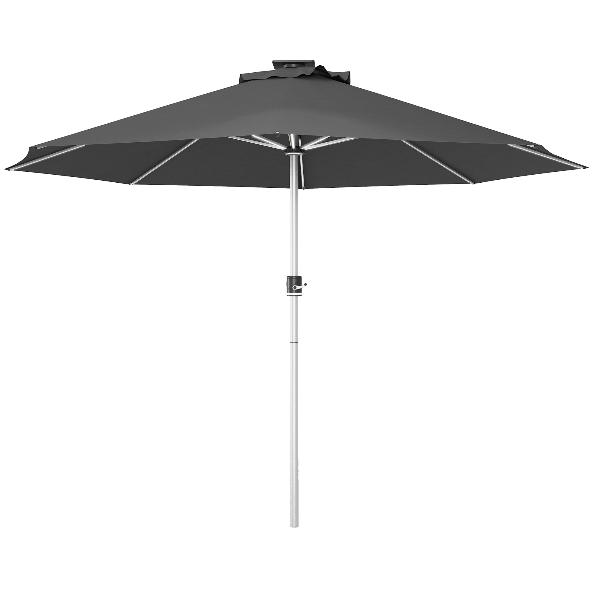 Jones Waterproof LED Patio Umbrella with 4 Lighting Modes - Charcoal Grey - Life Essentials