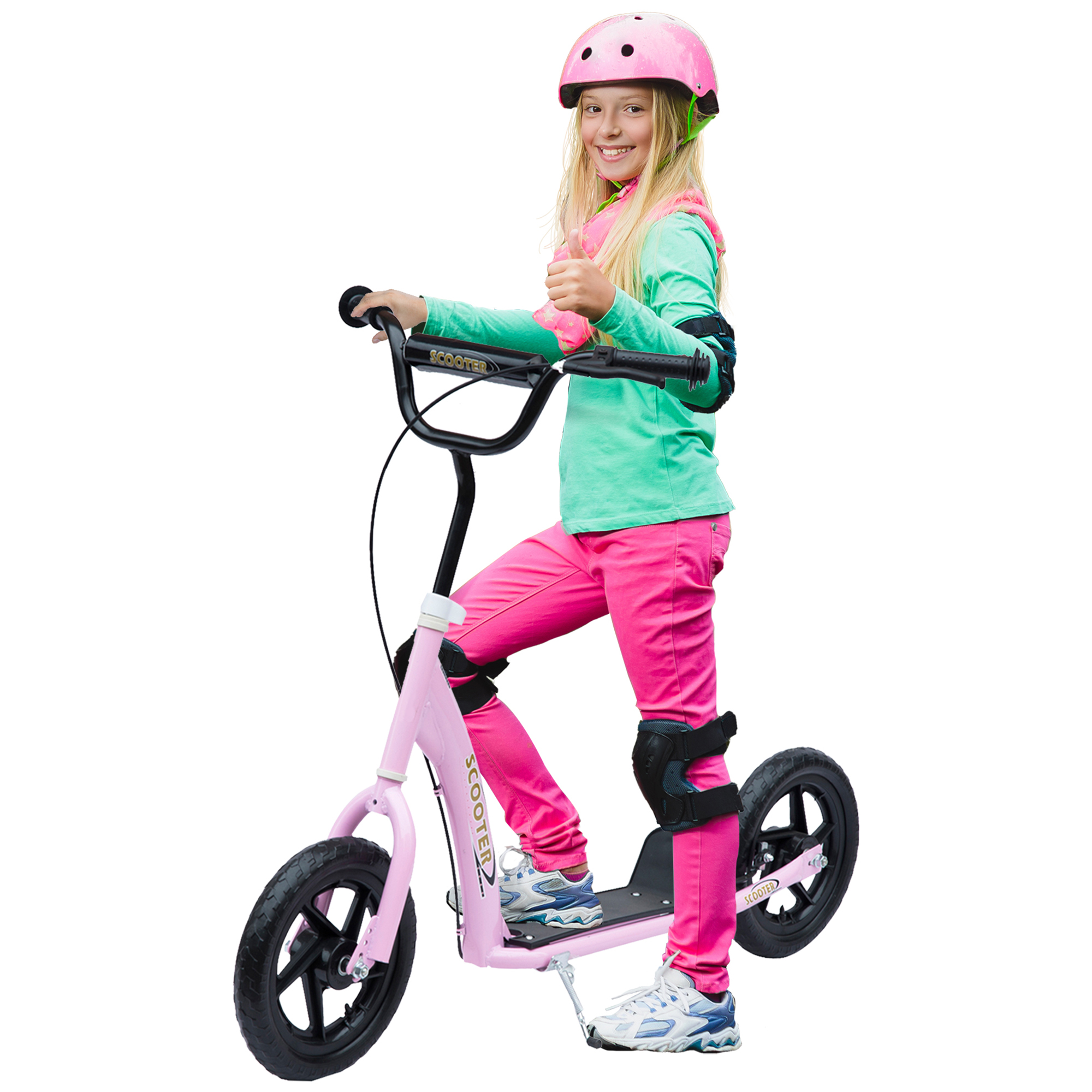 Teen Push Scooter Kids Children Stunt Scooter Bike Bicycle Ride On 12" EVA Tyres, Pink - Life Essentials