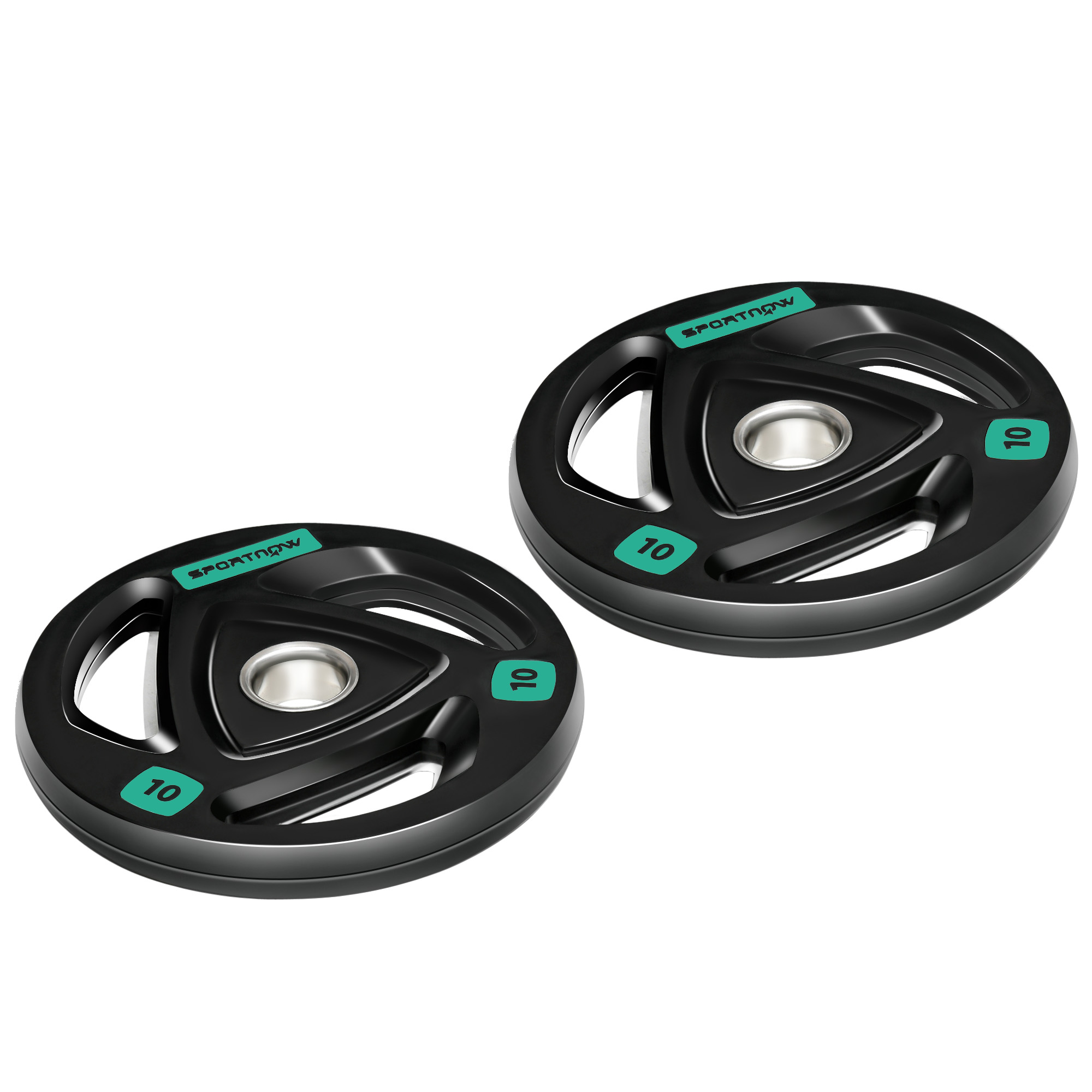 SPORTNOW Olympic Weight Plates Tri Grip Barbell Weights Set Rubber Coated with 5cm Holes - Life Essentials