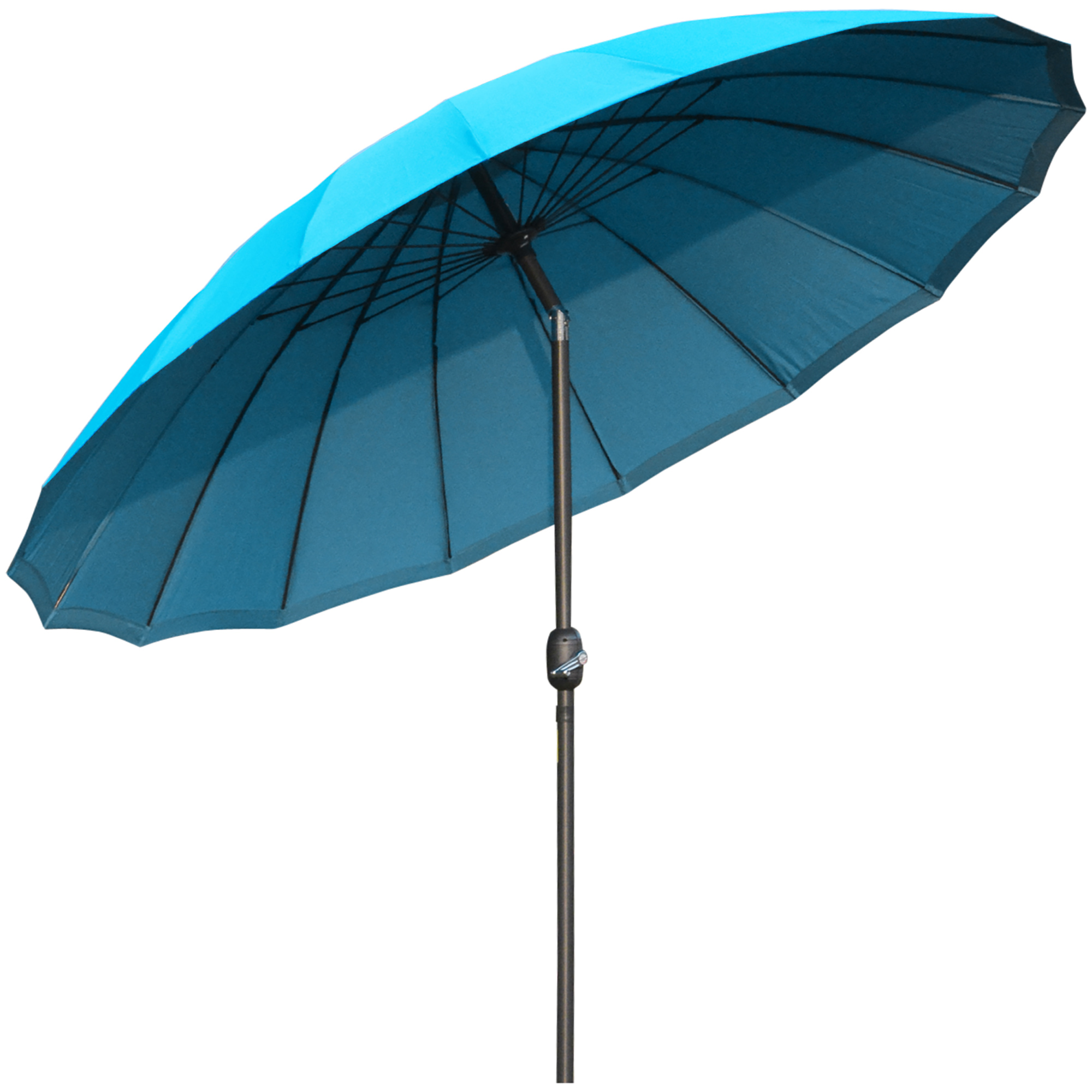 ?255cm Patio Parasol Umbrella Outdoor Market Table Parasol with Push Button Tilt Crank and 18 Sturdy Ribs for Garden Lawn Backyard Pool Blue - Life 