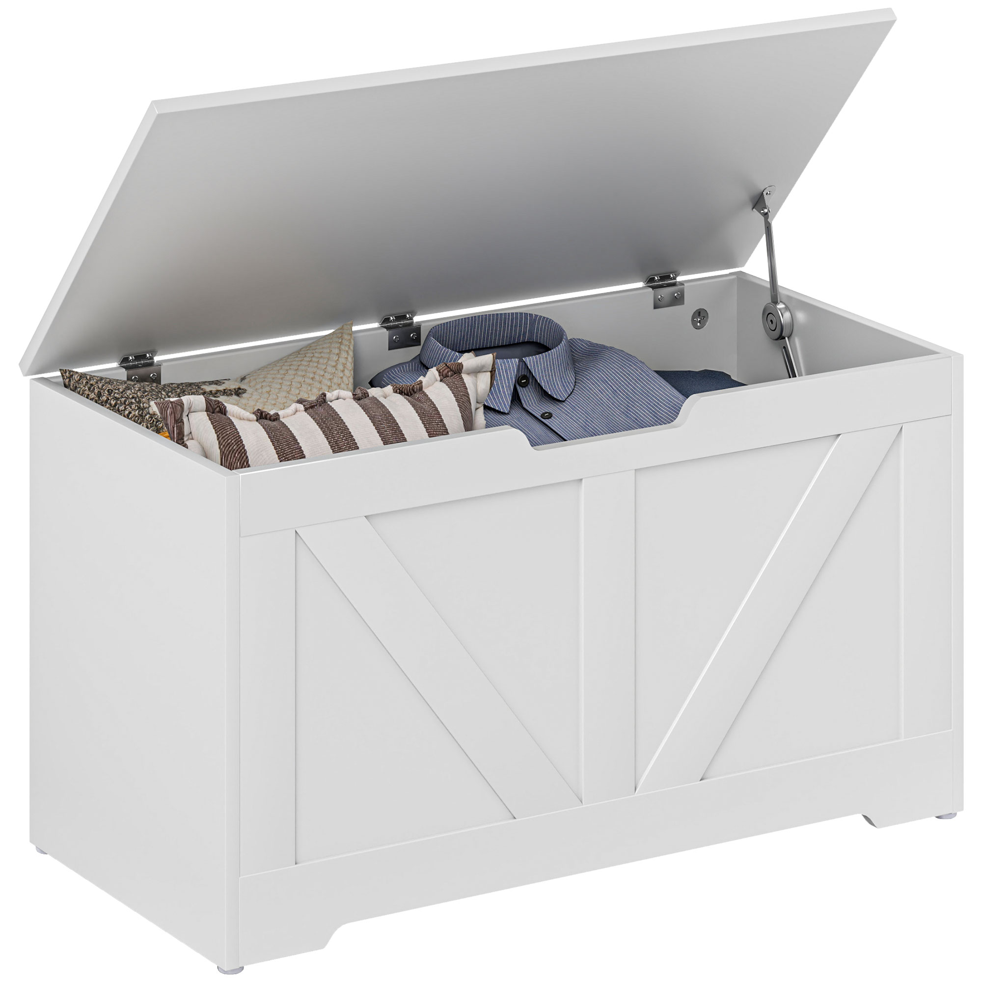 HERON 100L Home Storage Box, with Safety Hinges - White - Life Essentials