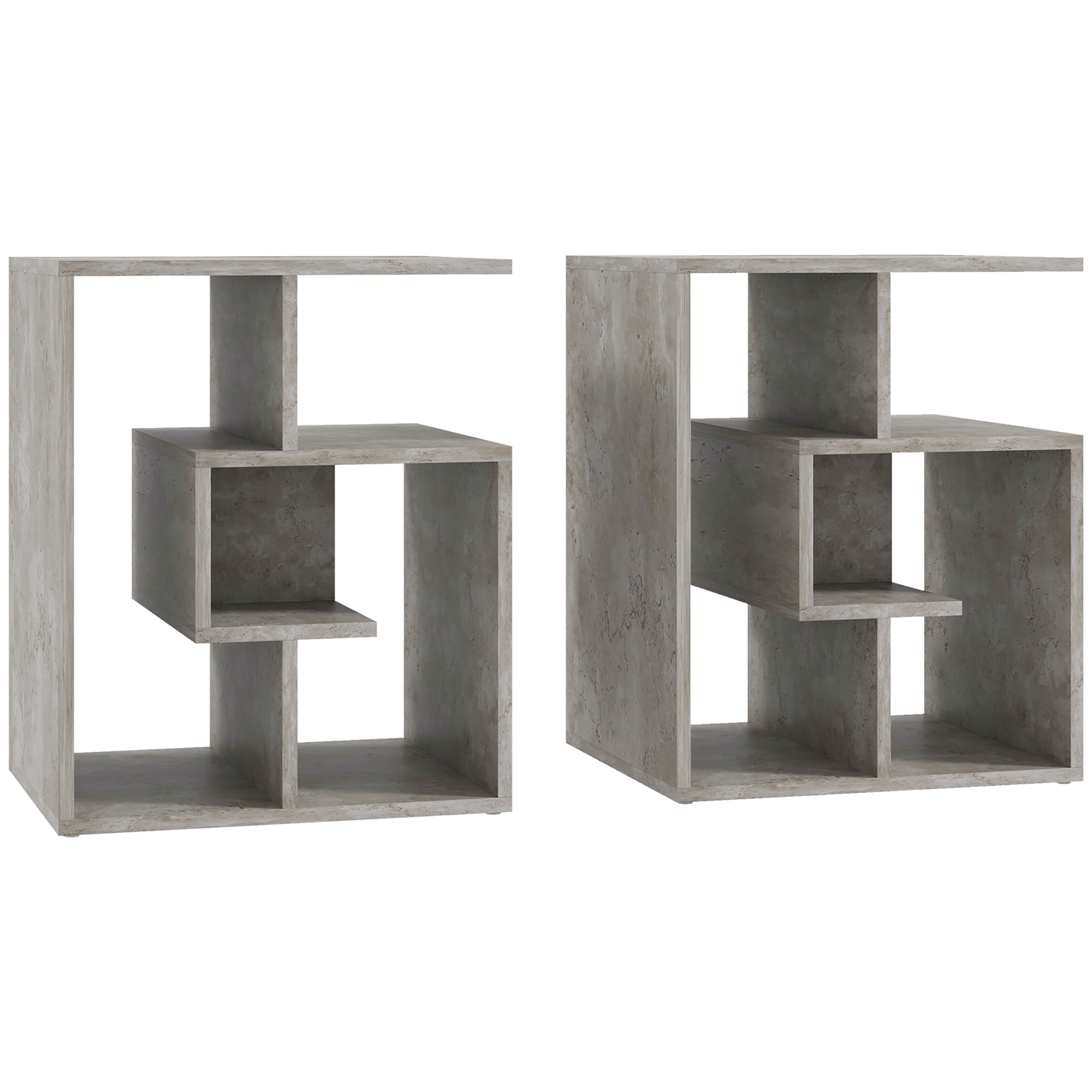 Scott 3 Tier Side Table with Open Storage Shelves - Cement Grey - Life Essentials