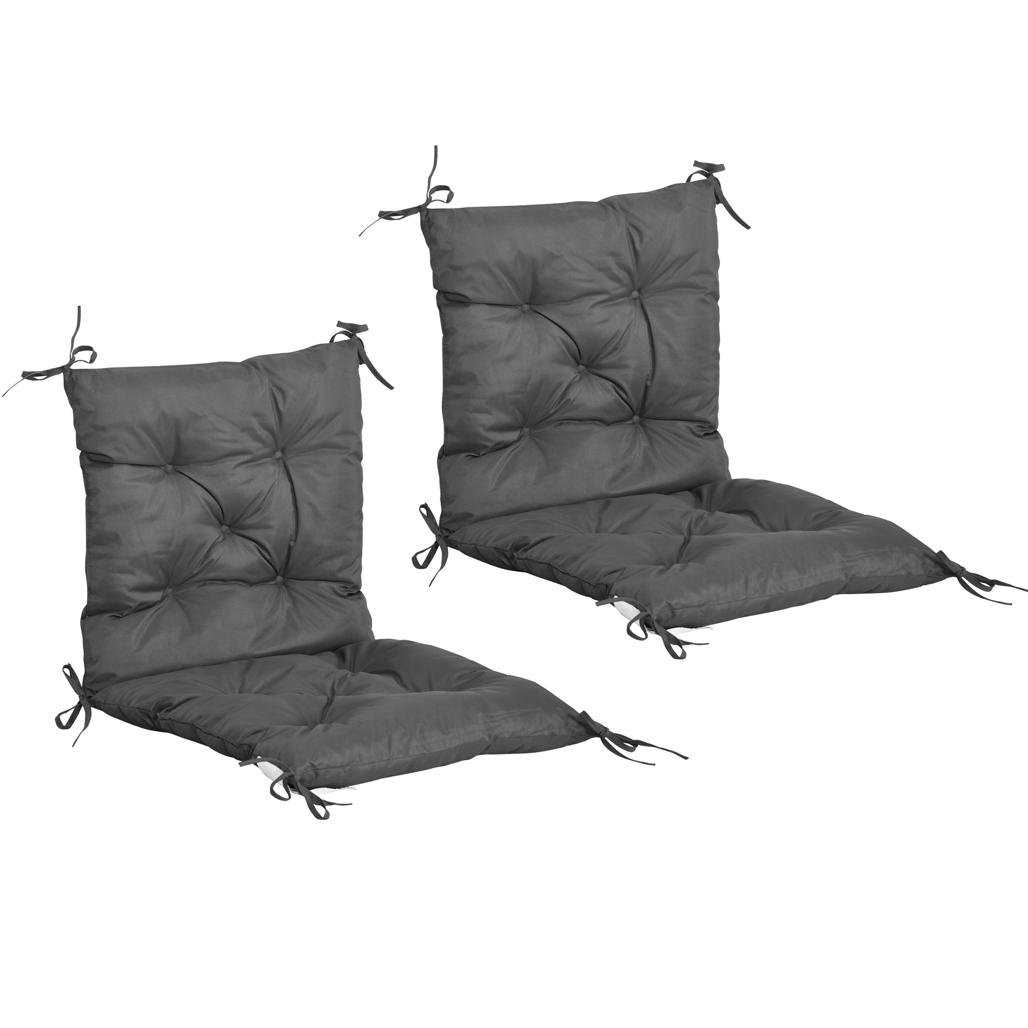 Set of 2 Outdoor Seat Cushions with Backrest - Grey - Life Essentials