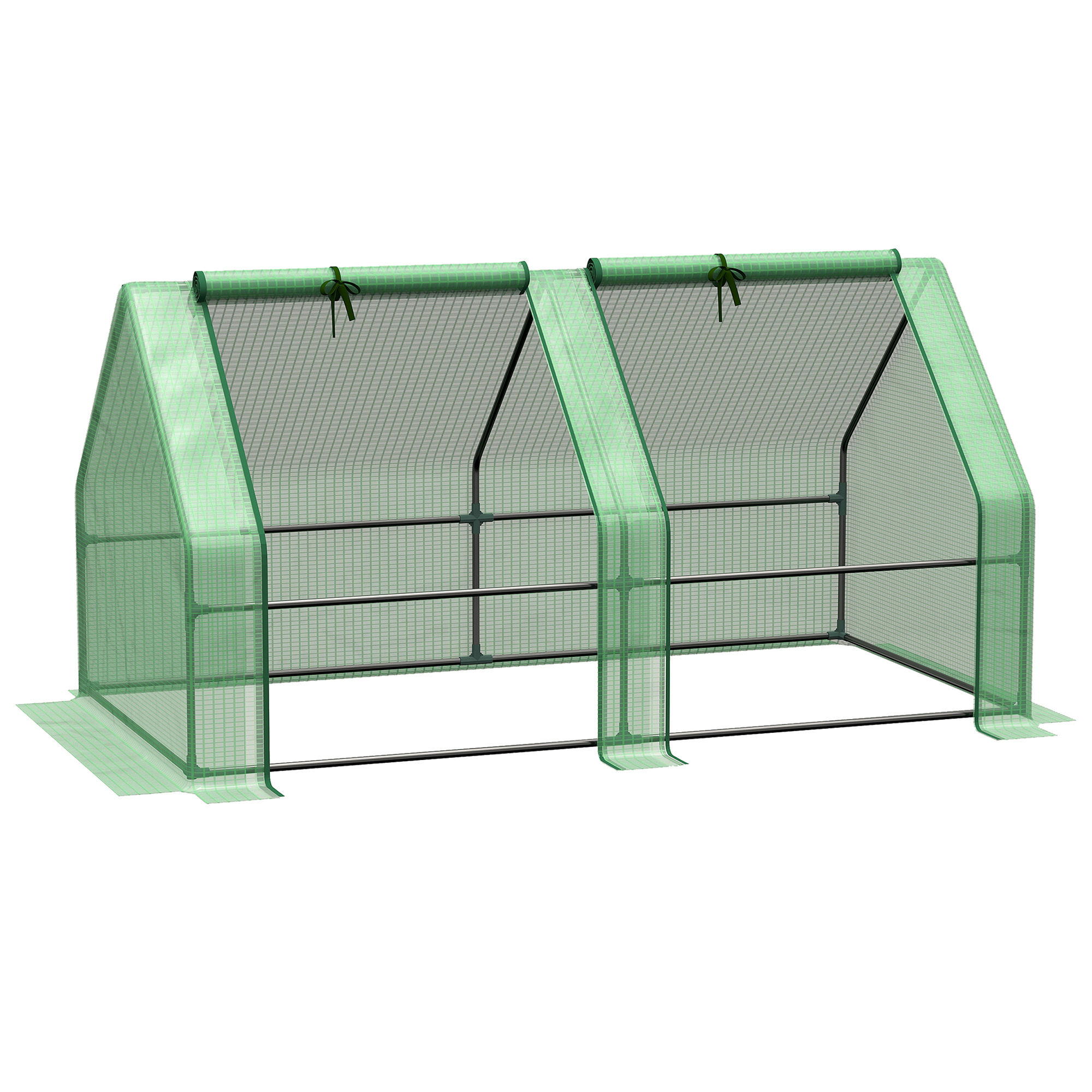 Mini Small Greenhouse with Steel Frame & PE Cover & Zippered Window Poly tunnel Steeple for Plants Vegetables, 180 x 90 x 90 cm - Life Essentials