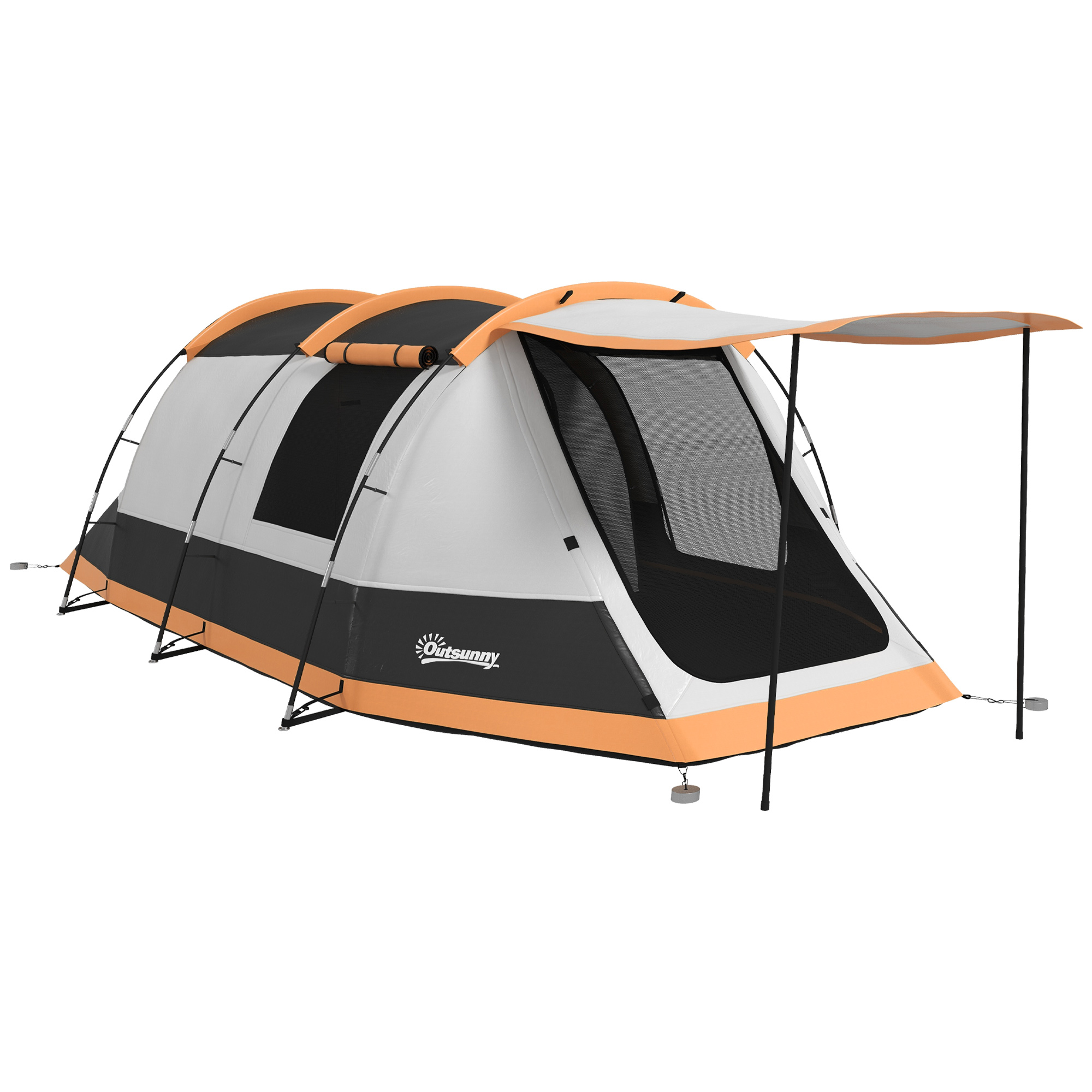 Jones 3-4 Man Camping Tent - Orange - Life Essentials