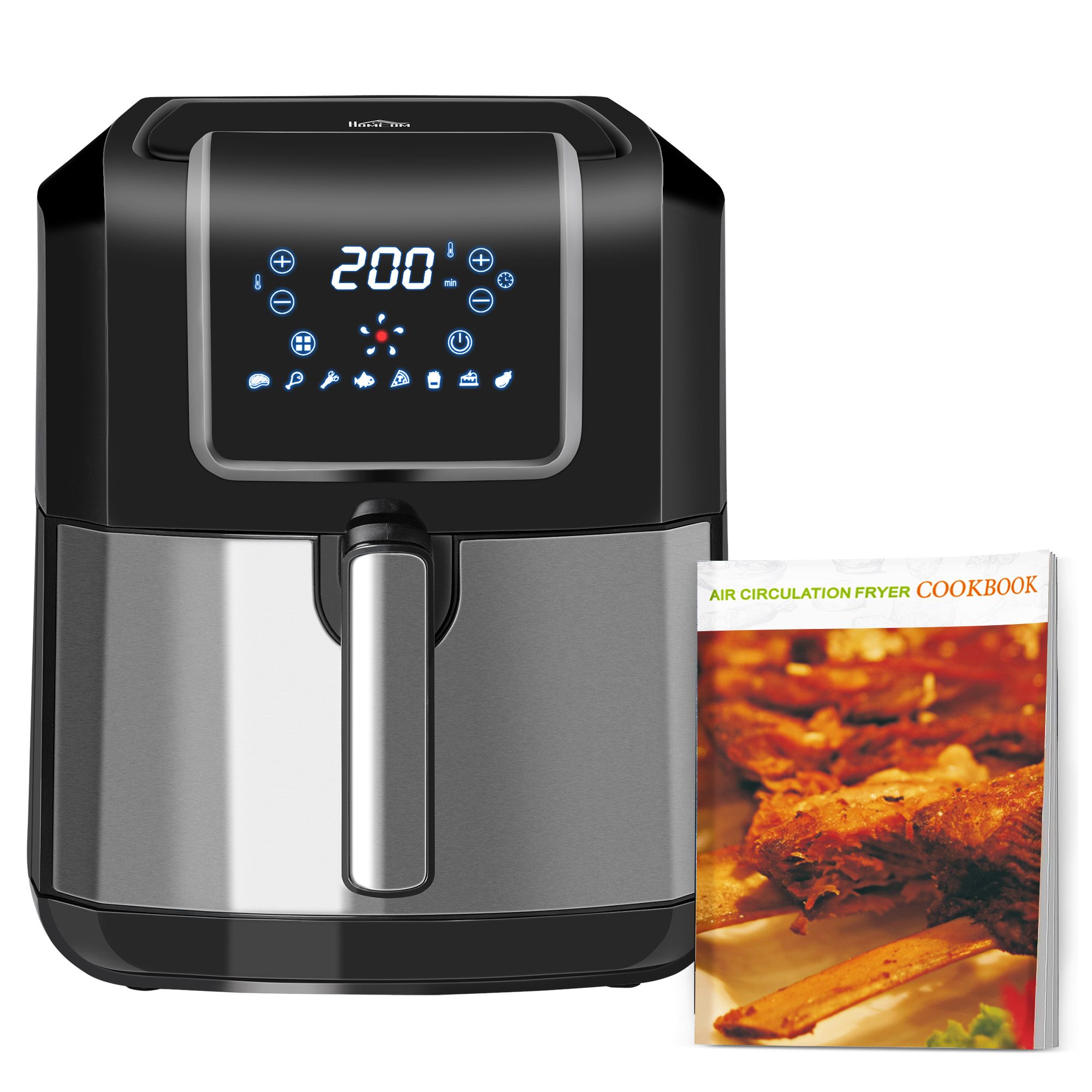 1700W Air Fryers 6.5L with Digital Display, Rapid Air Circulation, Nonstick Basket - Black - Life Essentials