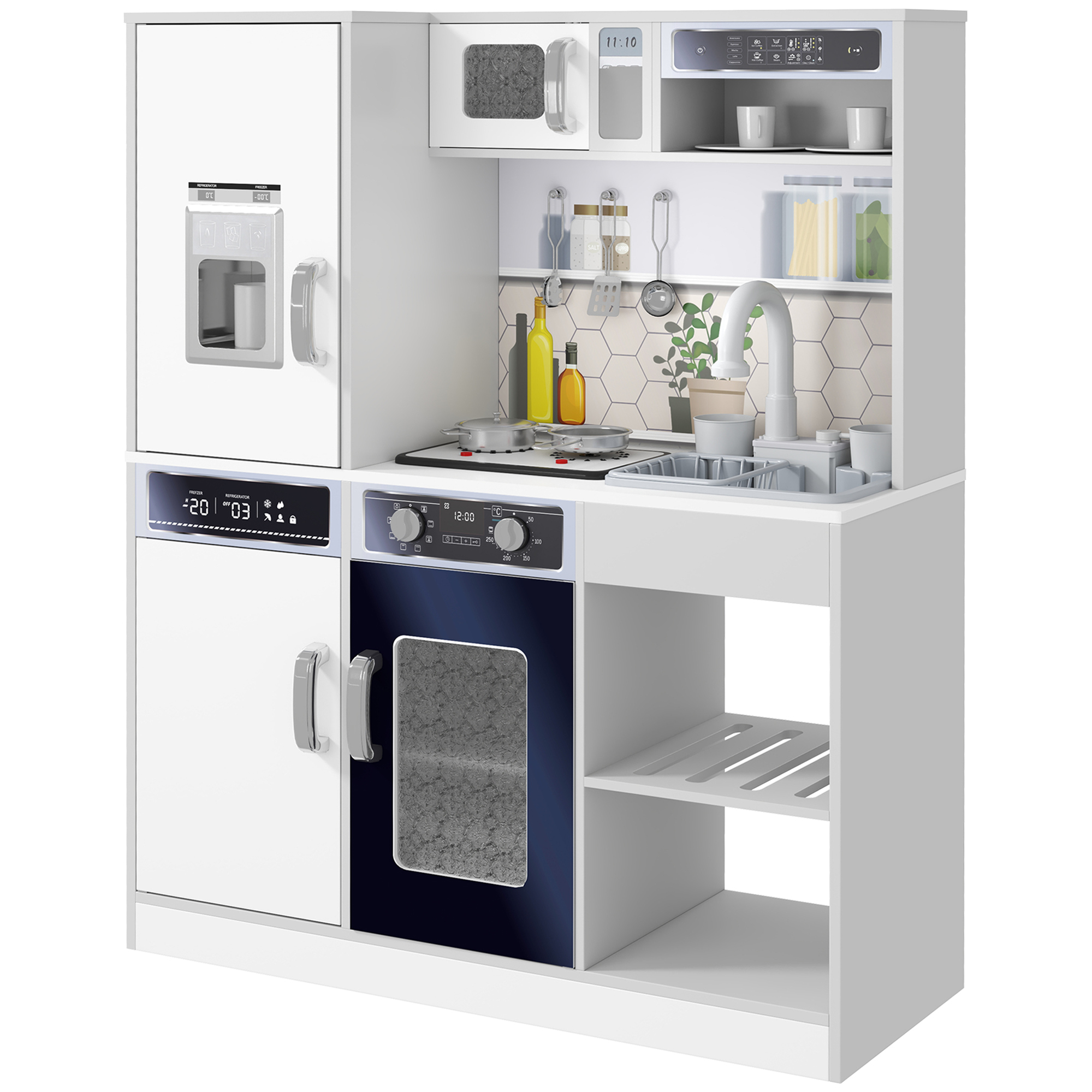 Kids Toy - Kids Pretend Play Toy Kitchen Set White 29.7cm - Life Essentials