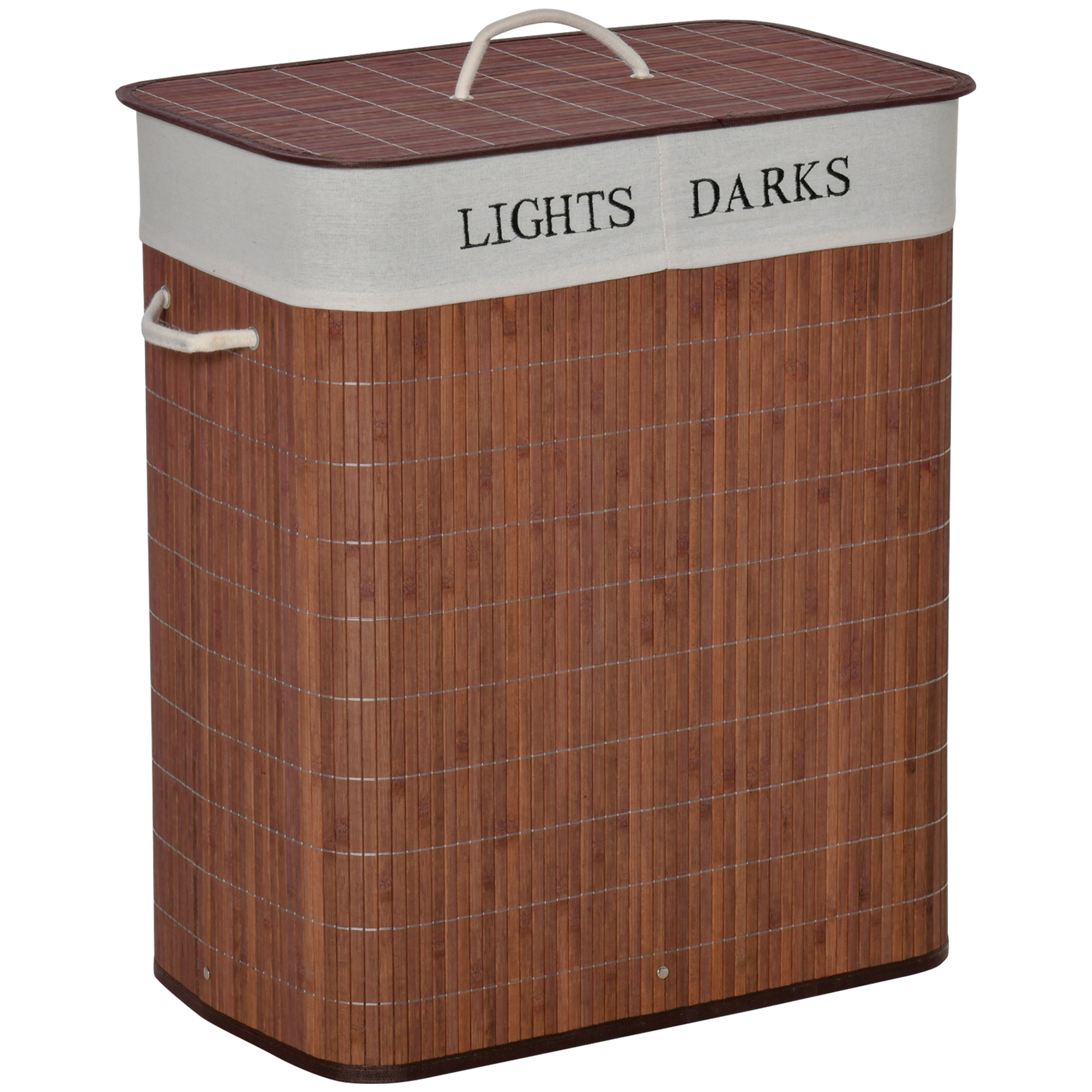 Scott 100L Laundry Basket with Lid and Dual Section - Brown - Life Essentials