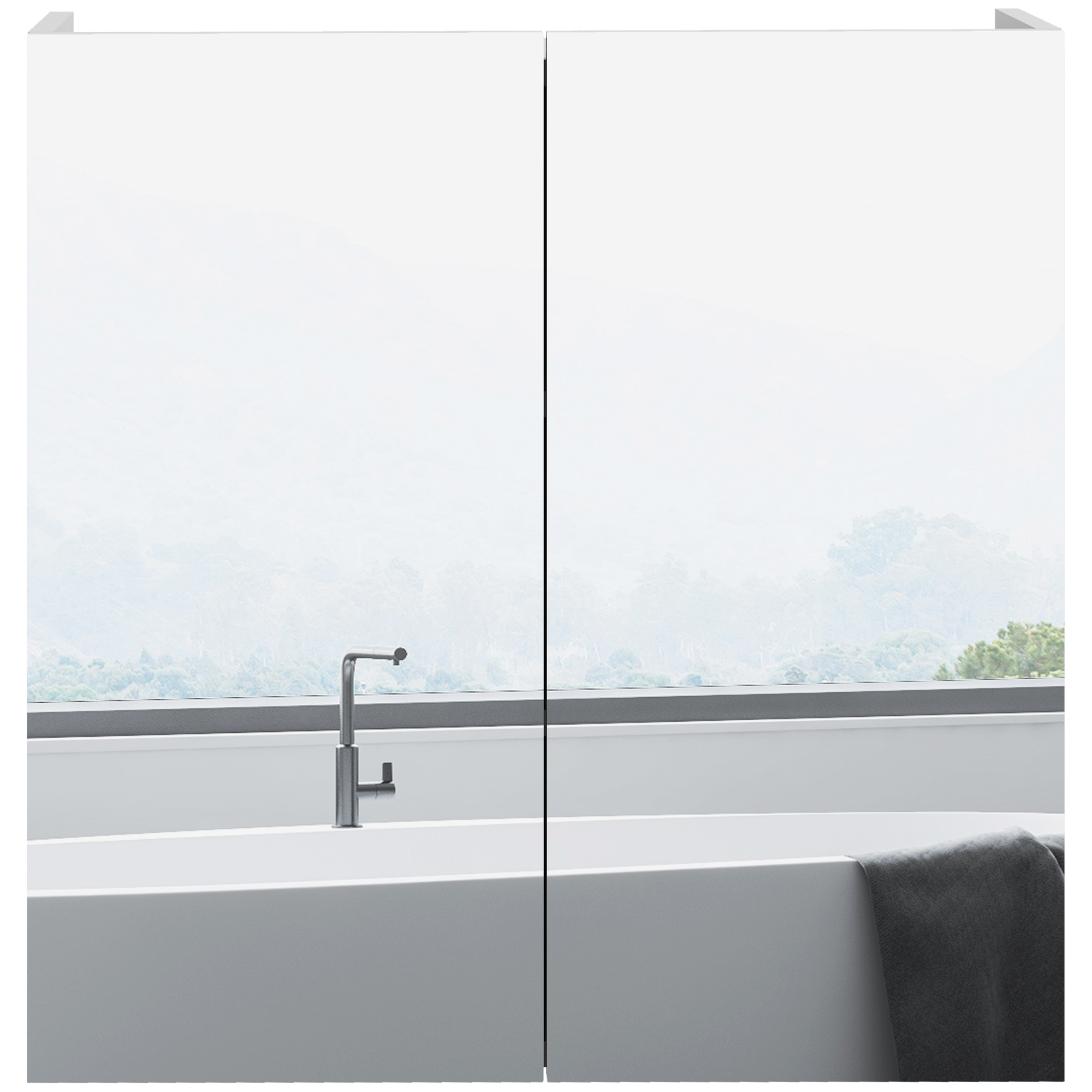 Wall Mounted Double Door Mirror Cabinet - High Gloss - White - Life Essentials