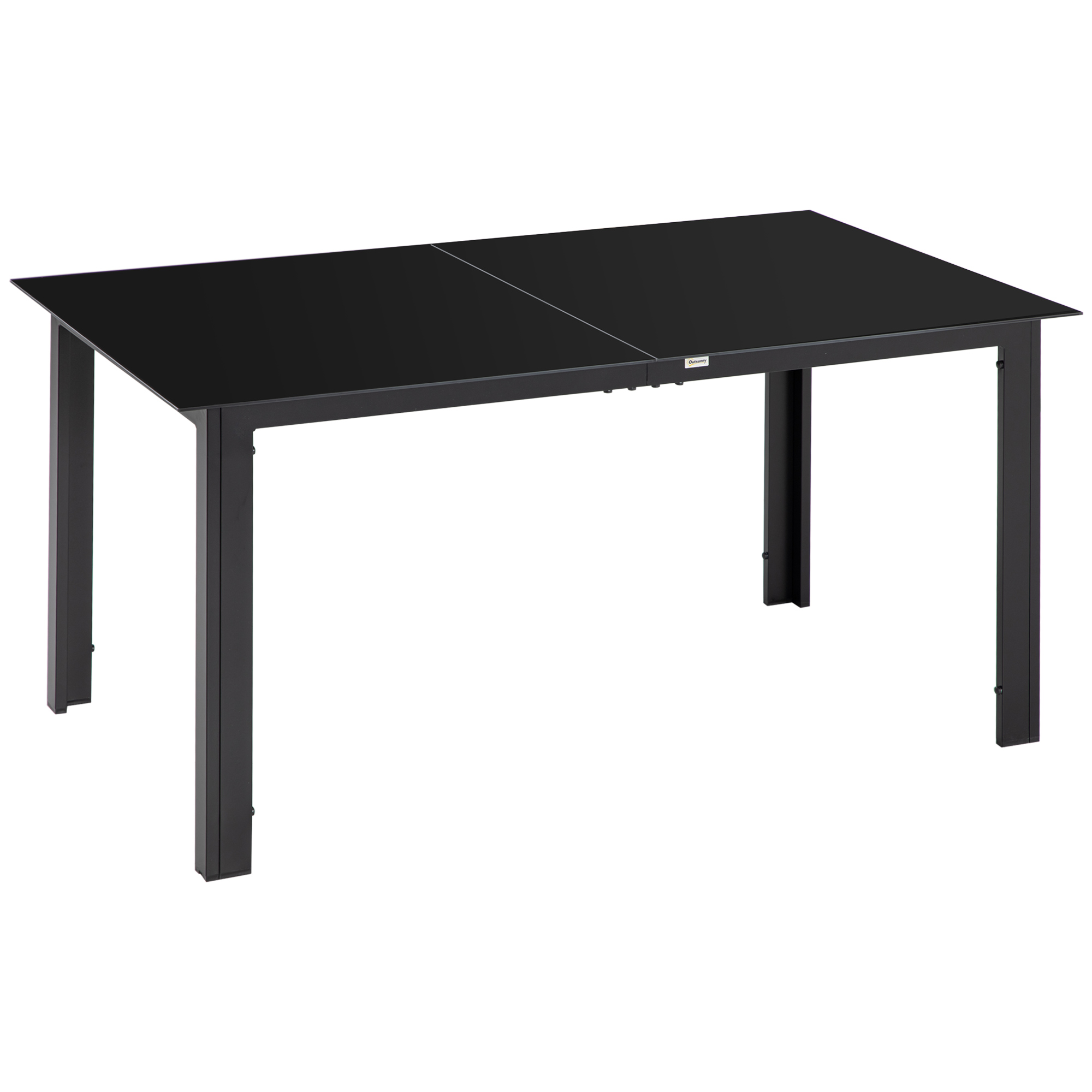 Outdoor Dining Table for 6, Aluminium Rectangular Garden Table with Tempered Glass Tabletop for Yard, Deck, Patio, Black - Life Essentials