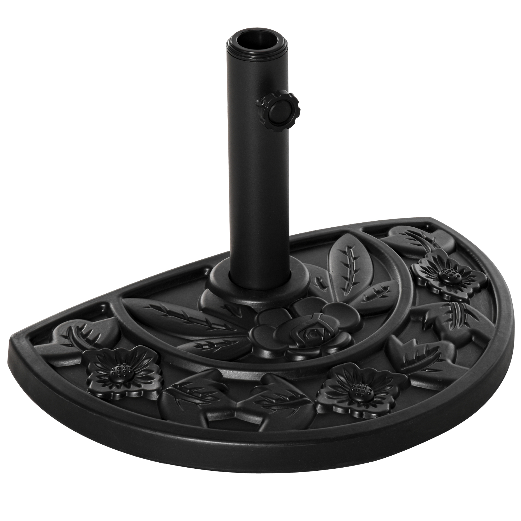Half Round Parasol Base Weighted Umbrella Holder Stand Balcony Black - Life Essentials