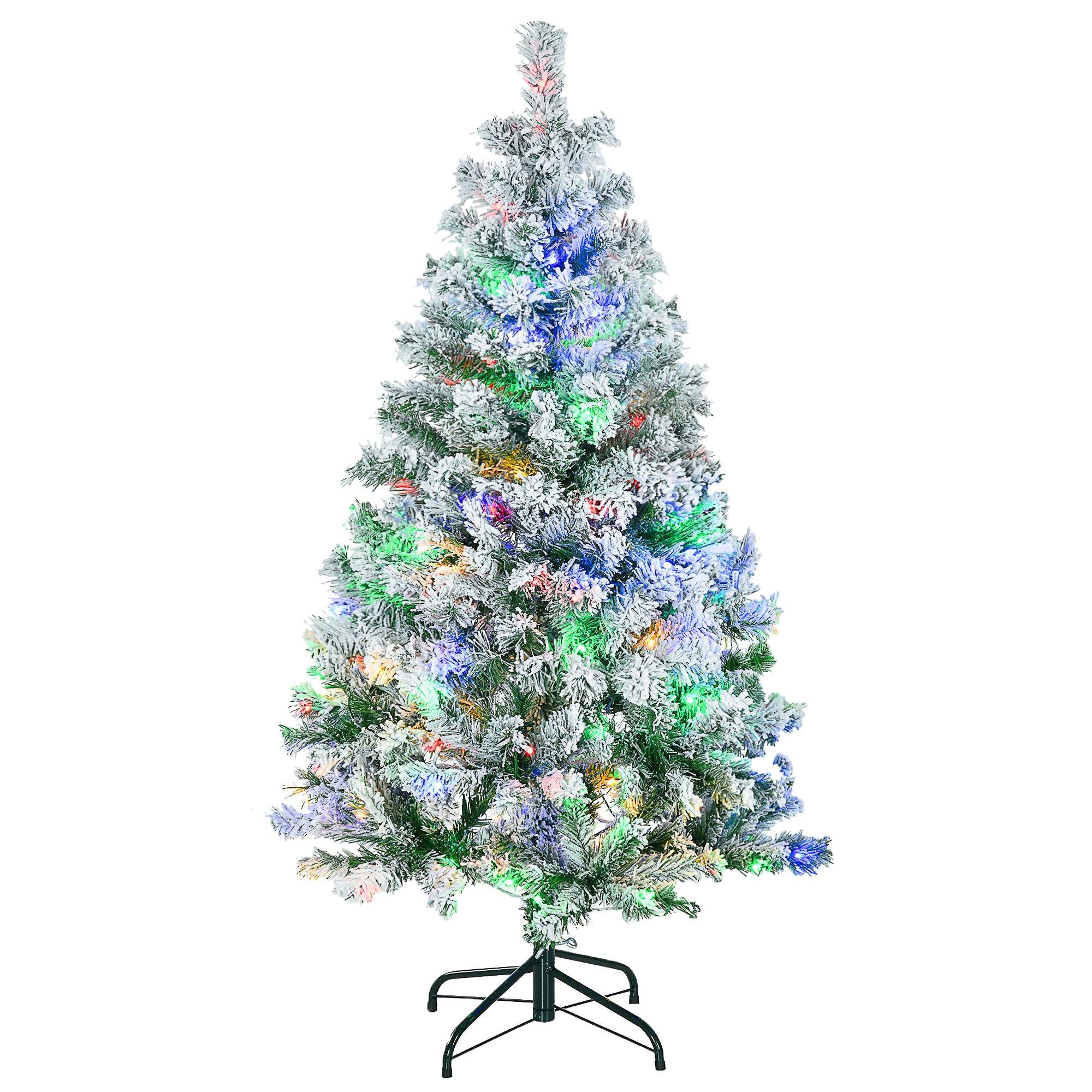 Debbie 4.5 Artificial Snow Christmas Trees with Frosted Branches Warm White or Colourful LED Lights Steel Base - Life Essentials