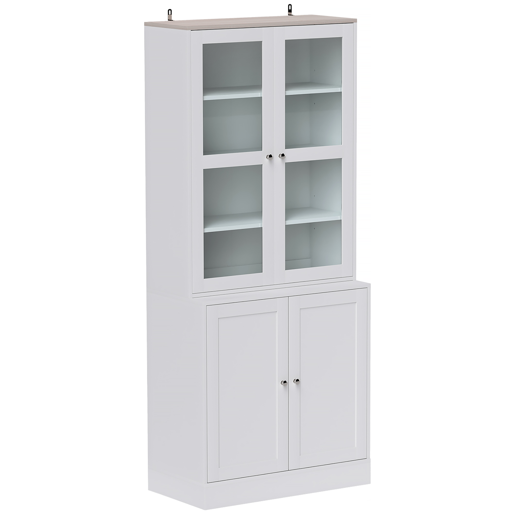 HERON Double Storage Display Cabinet - White - Life Essentials