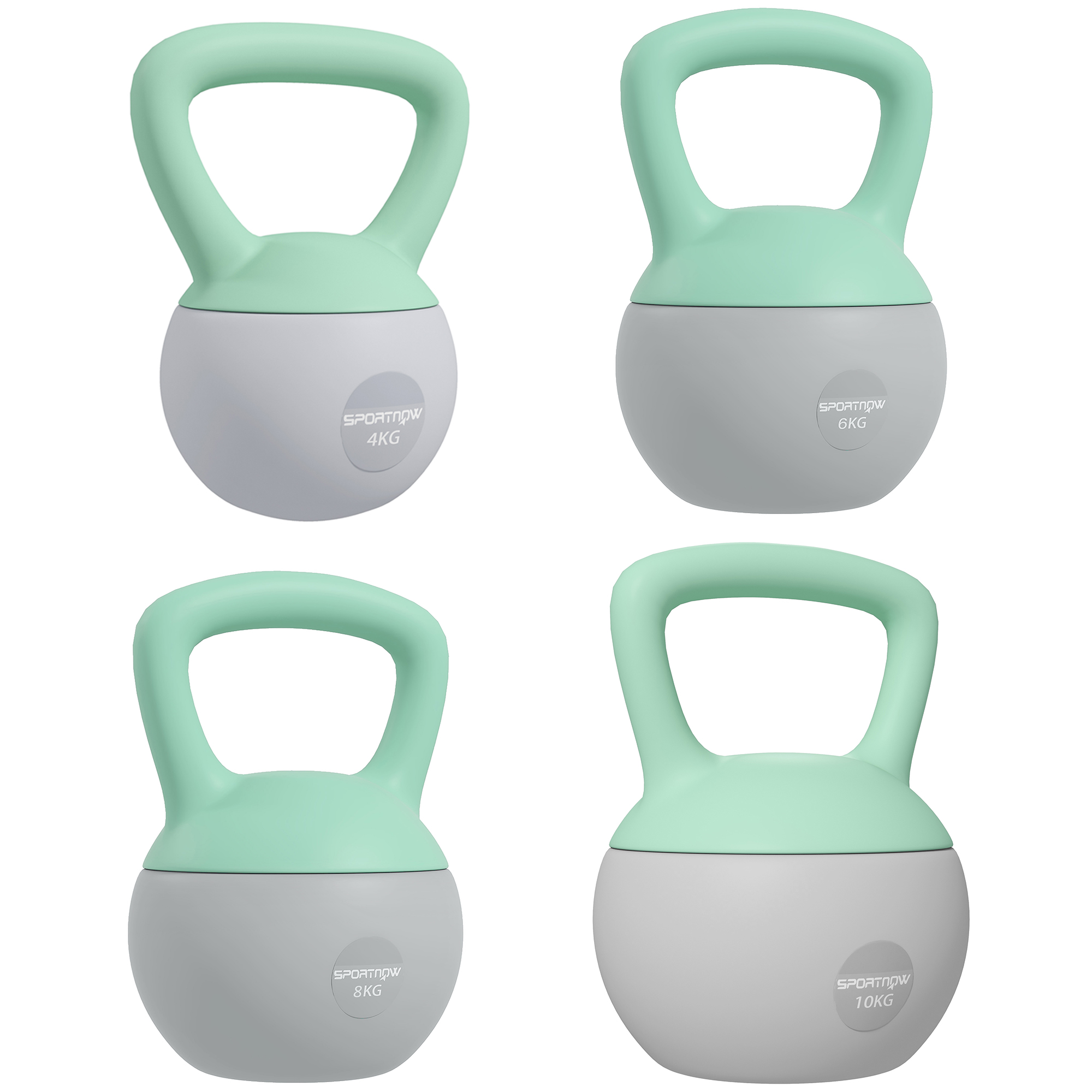 McAlpin 4kg 6kg 8kg 10kg Soft Kettlebell with Non-Slip Handle - Grey and Green - Life Essentials