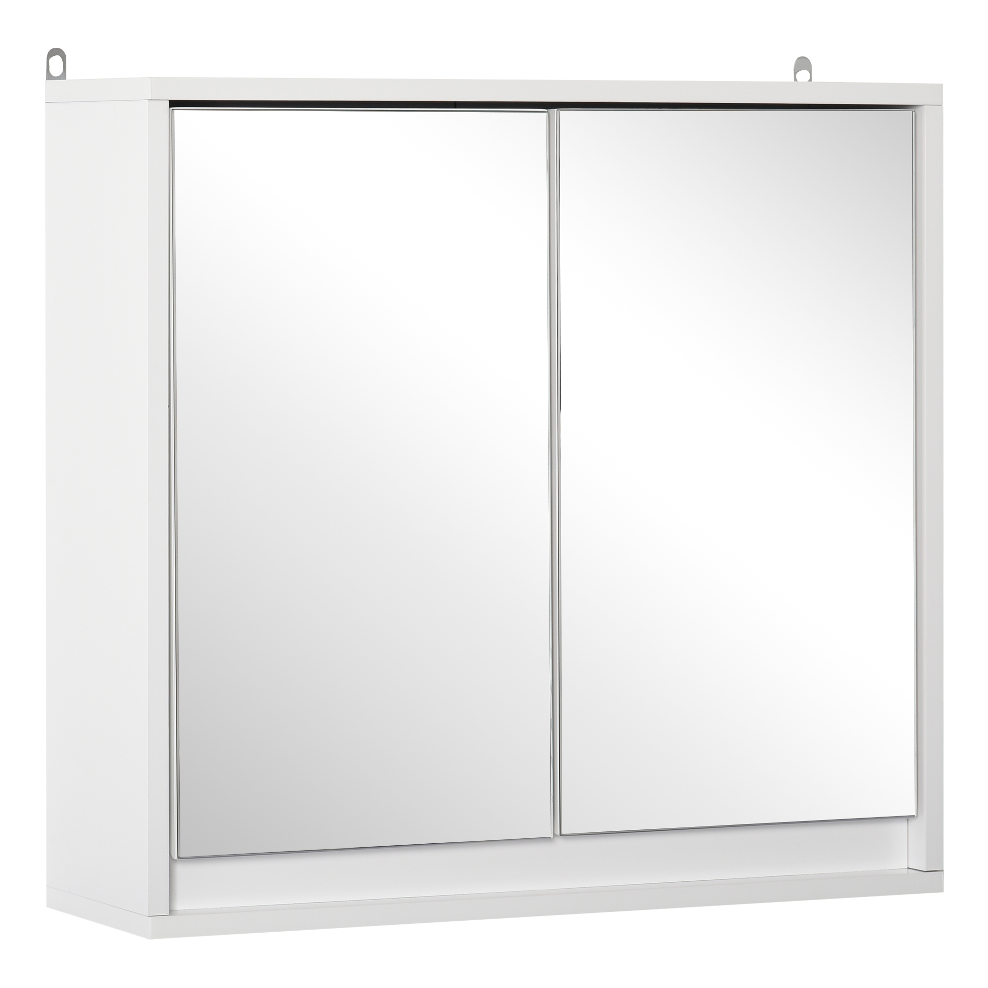 Wall Mounted Mirror Cabinet with Storage Shelf Bathroom Cupboard Double Door White - Life Essentials