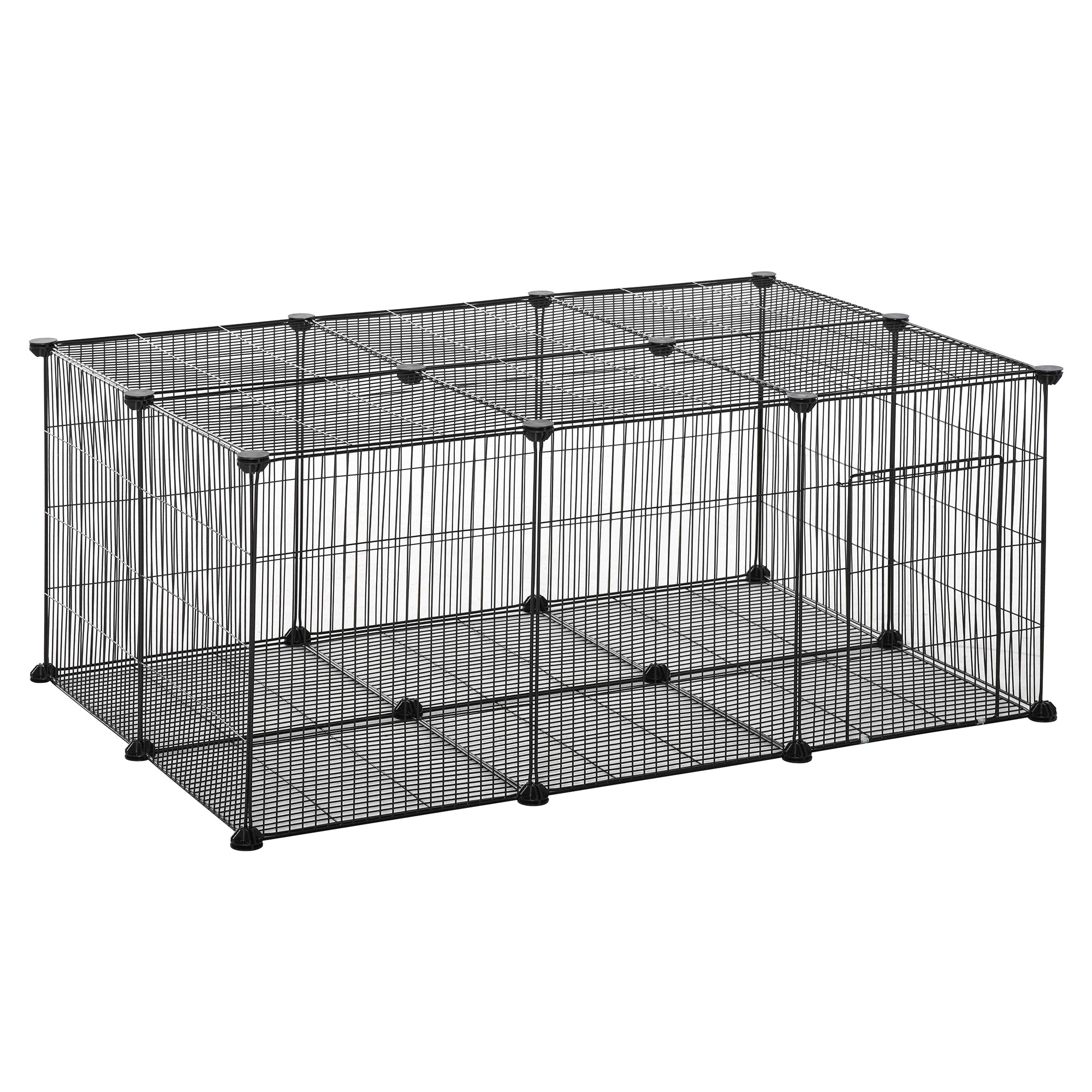 Pet Playpen DIY Small Animal Cage Metal Fence with Door, 22 Pieces, for Bunny Chinchilla Hedgehog Guinea Pig - Life Essentials