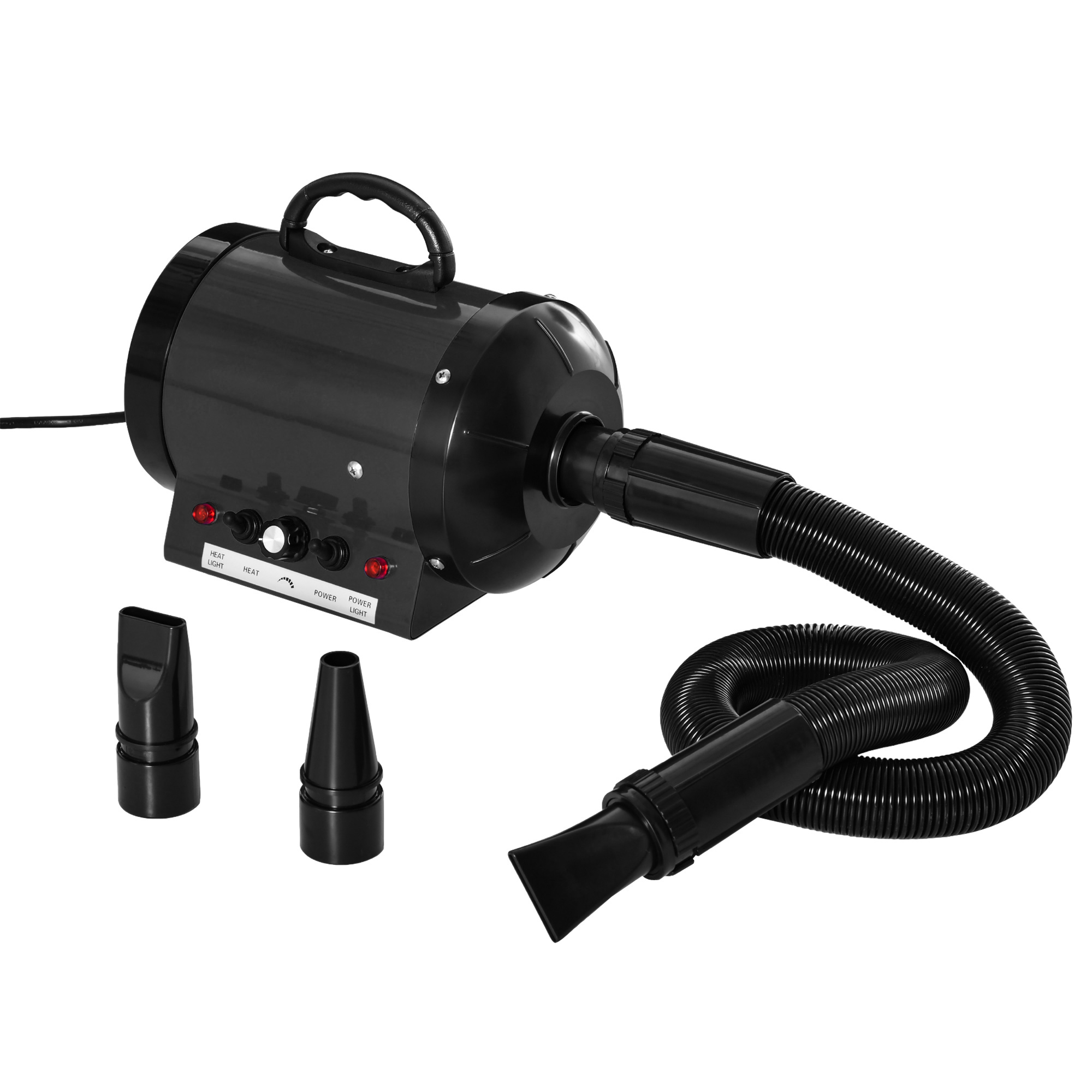 2800W Dog Hair Dryer Pet Grooming Blaster Water Blower Dryer w/ 3 Nozzles, Black - Life Essentials