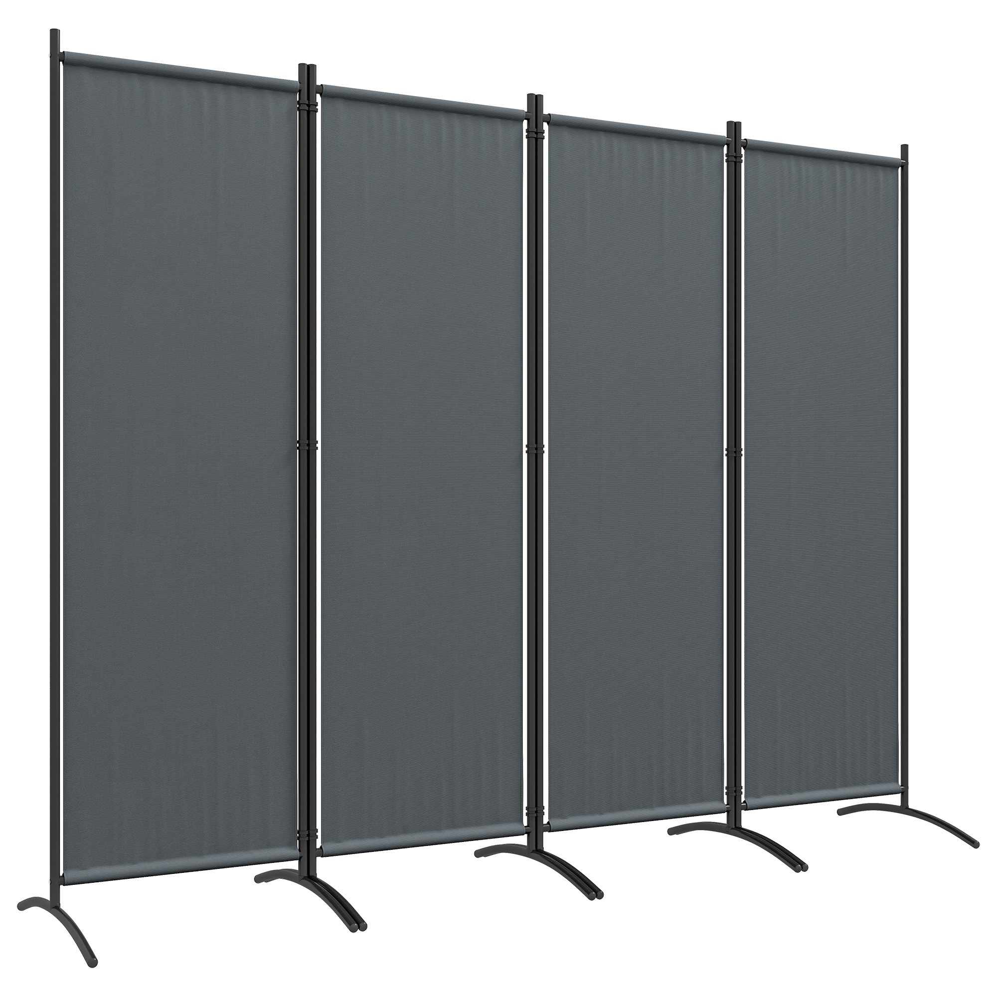SUNVISTA 4 Panel Folding Garden Divider, 1.7m Privacy Screen with Wide Feet, Portable Freestanding Privacy Panel for Deck, Pool, Hot Tub, Dark Grey - 