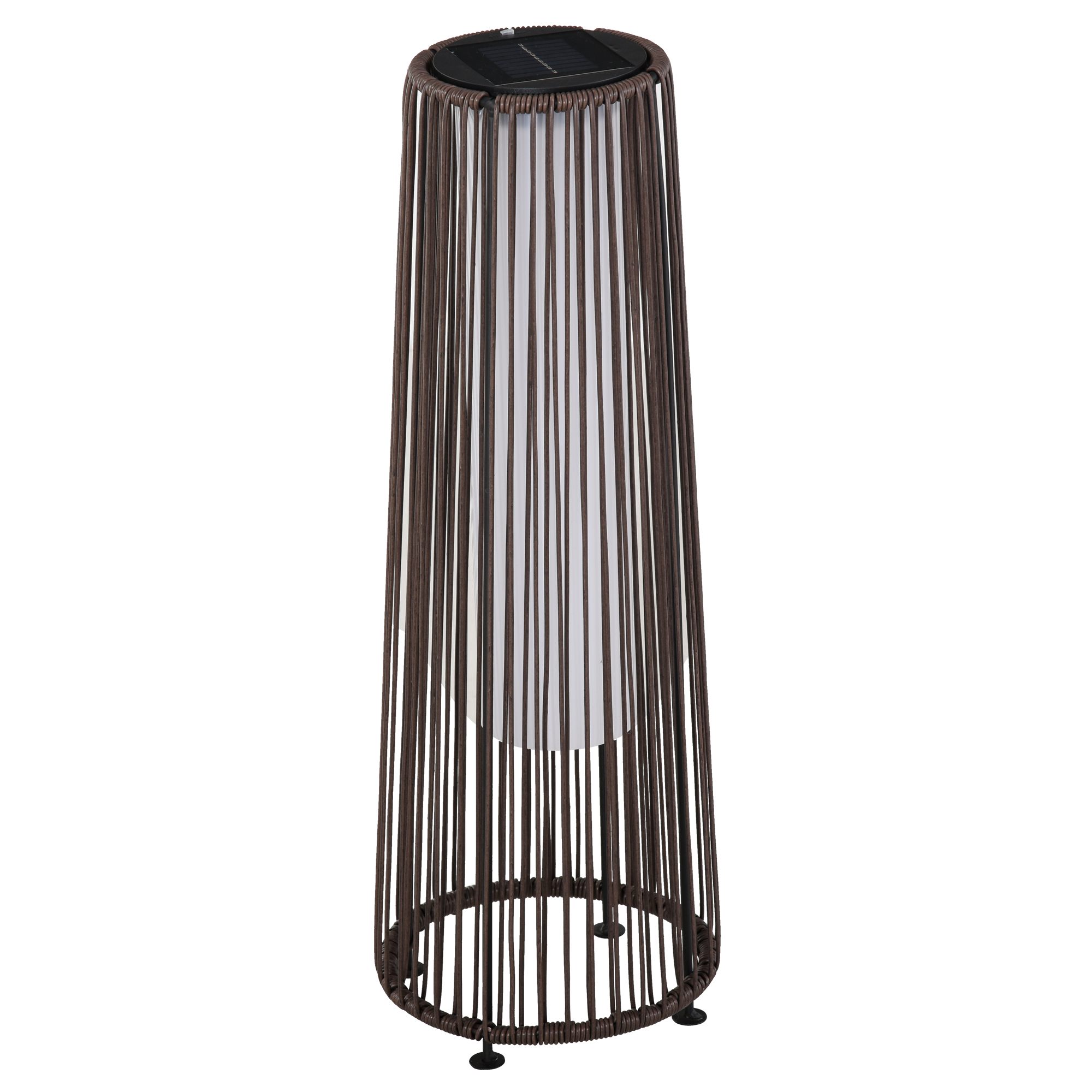 Patio Garden PE Rattan Solar Lights Woven Resin Wicker Lantern Auto On/Off Solar Powered Lights, Brown - Life Essentials