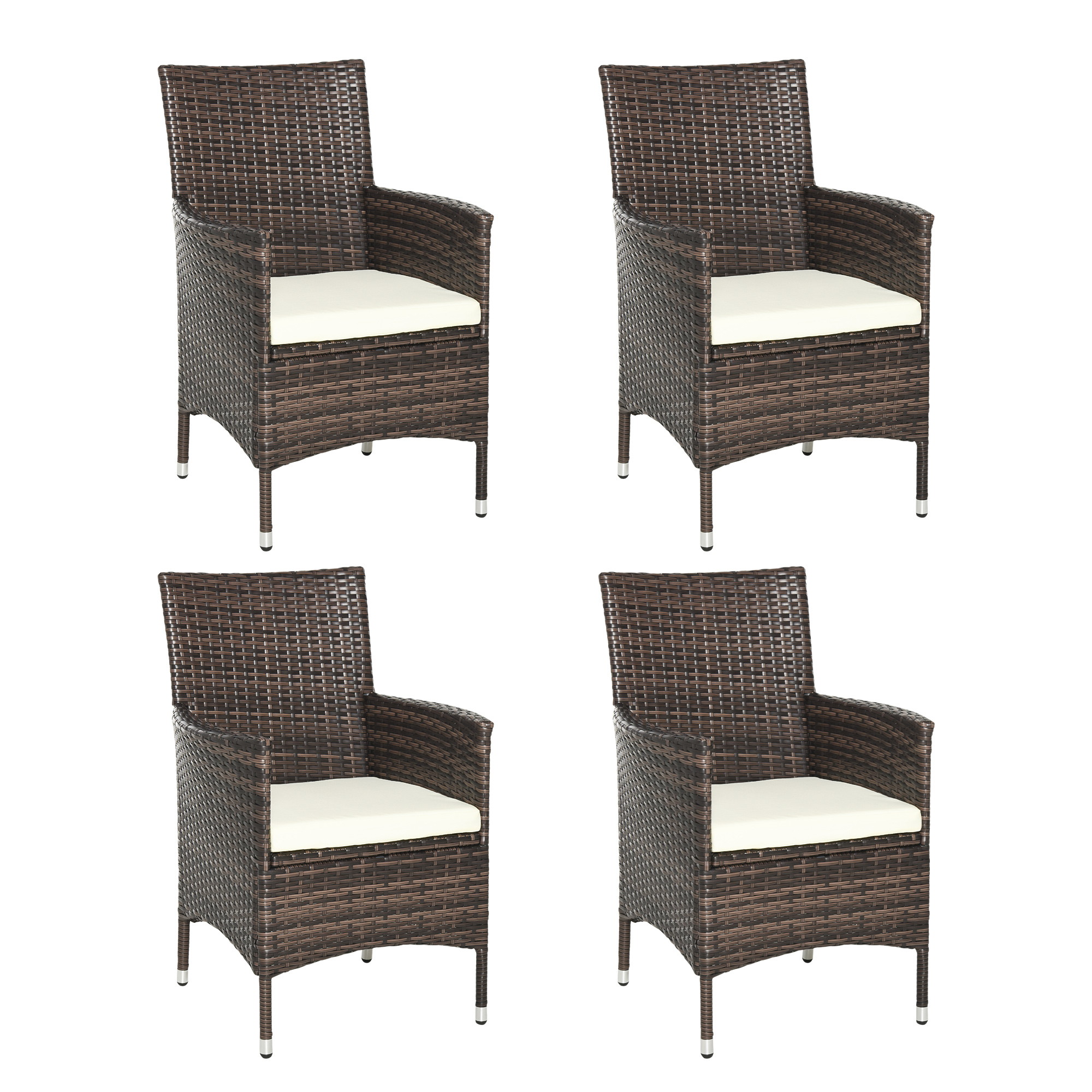 4 PC Rattan Chair Set, Patio Sofa Chairs Set, Cushioned Outdoor Rattan Furniture - Life Essentials