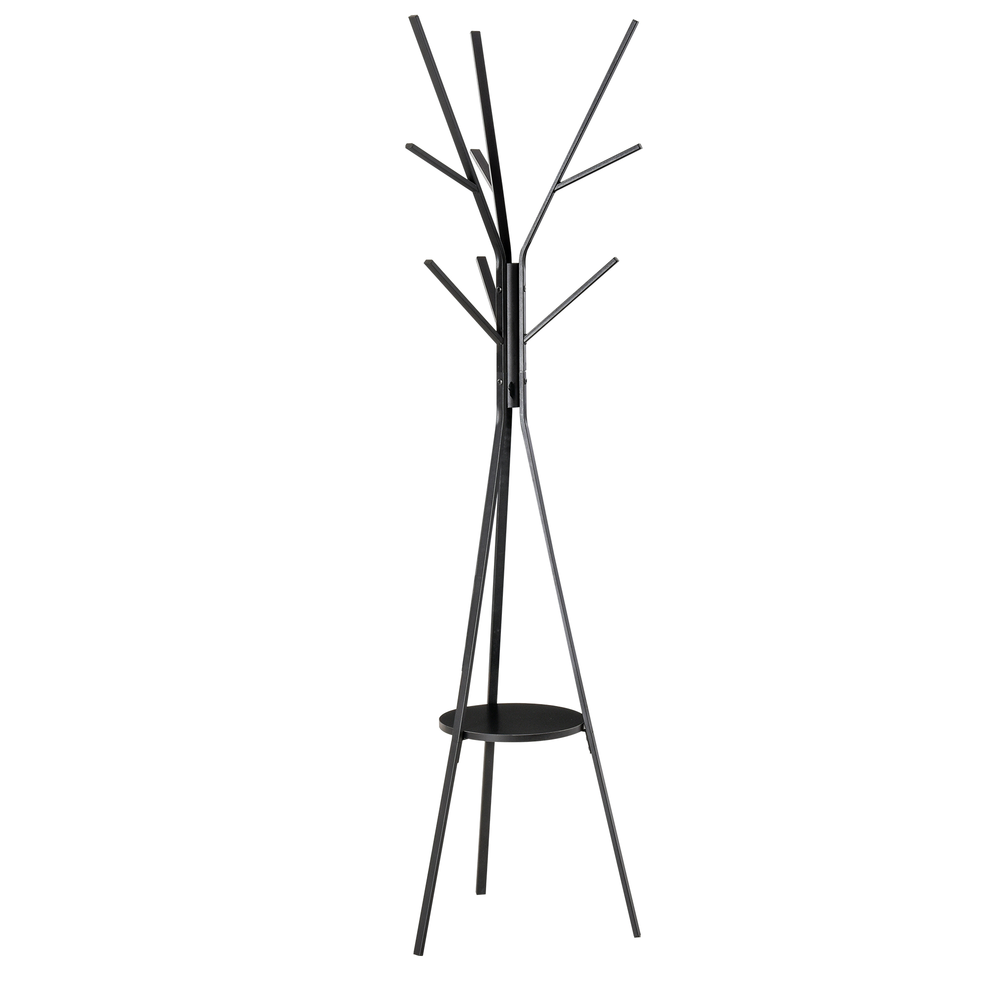 180cm Free Standing Metal Coat Rack Stand 9 Hooks Clothes Tree with 1 Shelf Hat Display Hall Tree Hanger Bag Umbrella Hanging Organiser (Black) - Life