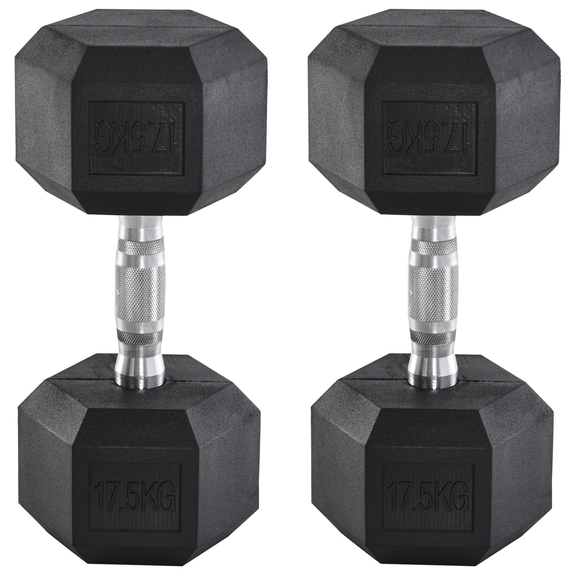 2x17.5kg Rubber Hex Dumbbell Portable Hand Weights Dumbbell Home Gym Workout Fitness Hand Dumbbell - Life Essentials