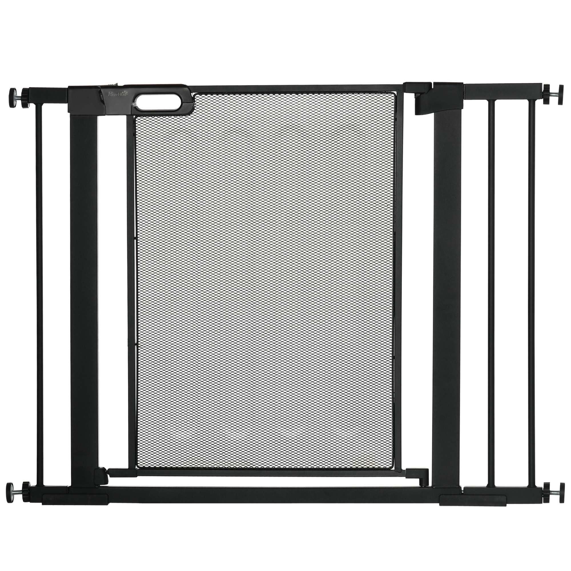 Pressure Fit Safety Gate for Doors and Stairs, Dog Gate with Auto Close, Pet Barrier for Hallways, with Double Locking, 2 Extensions Kit Black - Life 