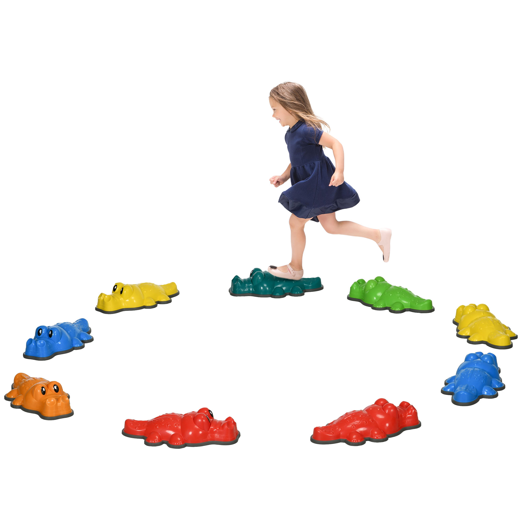 ZONEKIZ 9PCs Kids Stepping Stones, Crocodile Design with Anti-slip Edge Balance River Stones, Indoor Outdoor, Stackable - Life Essentials