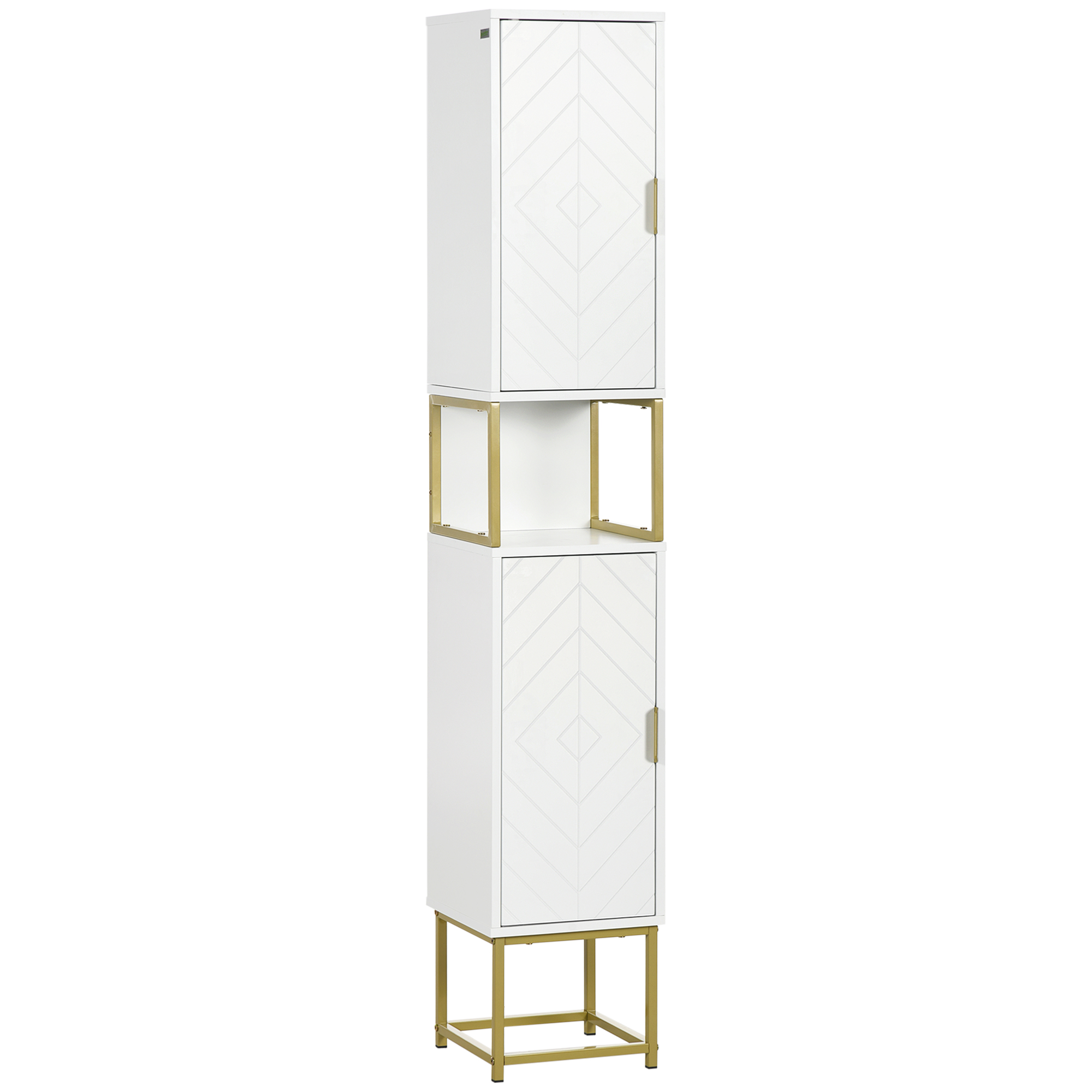 Narrow Bathroom Storage Cabinet, Freestanding Tallboy Storage Unit Floor Cabinet Slim Corner Organizer w/Adjustable Shelf Steel Base, White - Life 