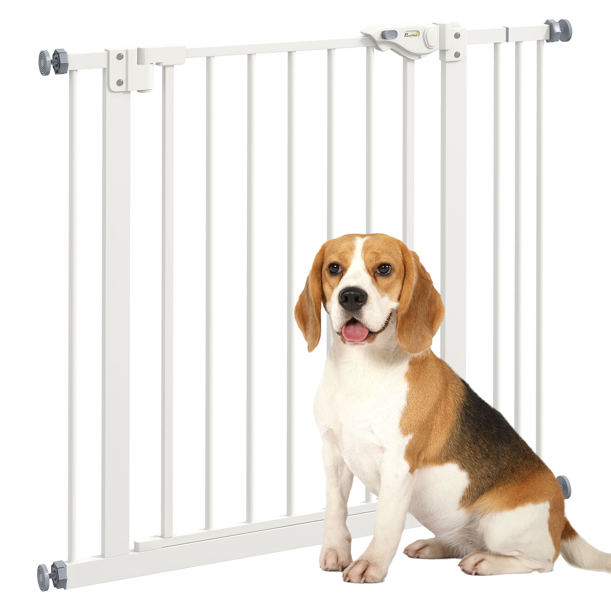 Metal 74-87cm Wide Adjustable Dog Gate White - Life Essentials