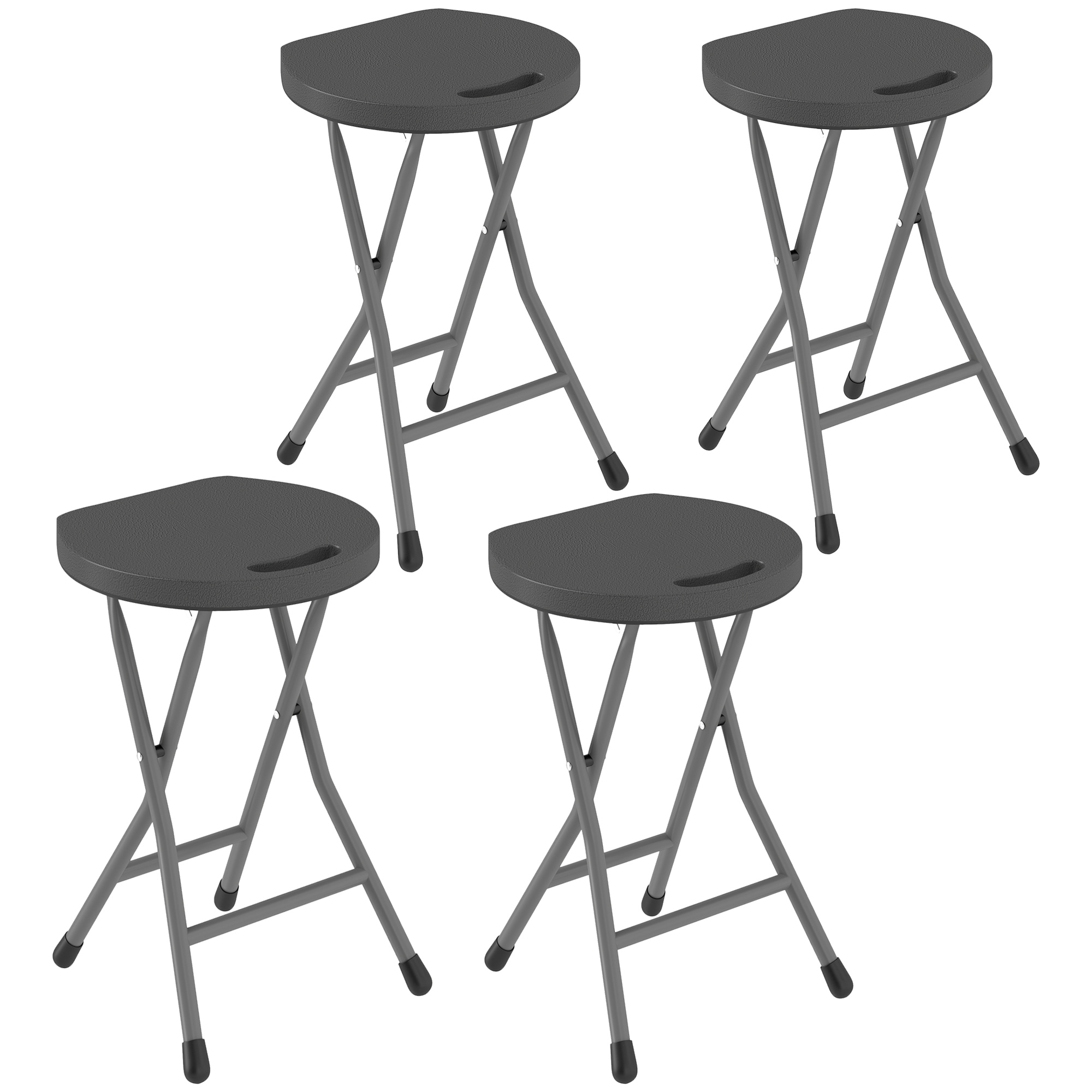 SUNVISTA Set of Four Folding Carry Stools - Charcoal Grey - Life Essentials
