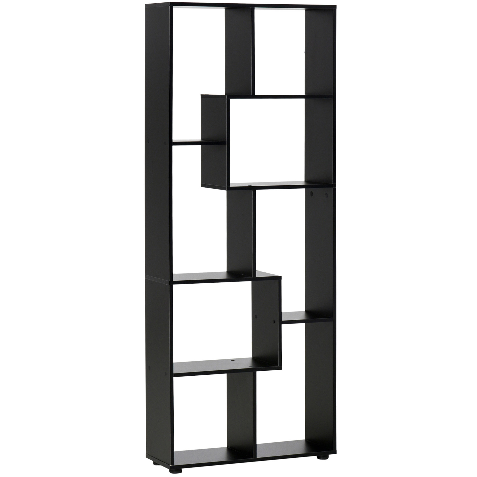 8-Tier Freestanding Bookcase w/ Melamine Surface Anti-Tipping Foot Pads Home Display Storage Grid Stand Modern Style - Black - Life Essentials